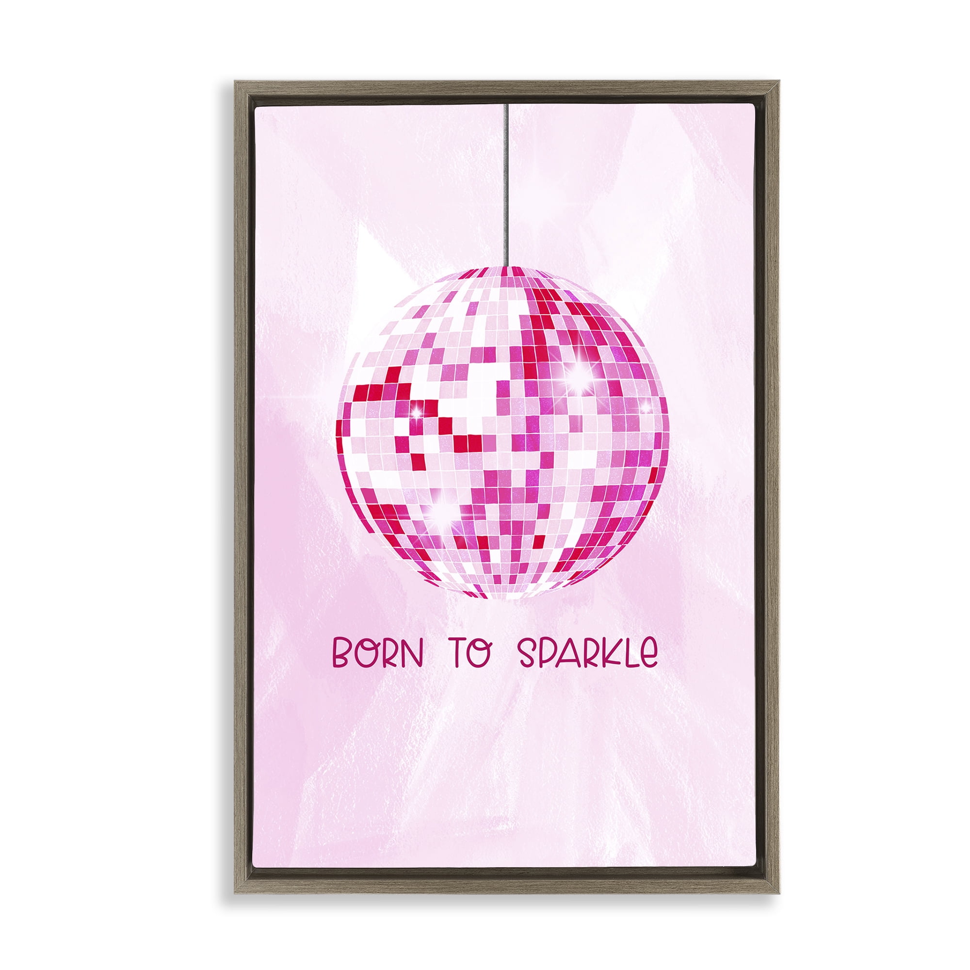 Stupell Industries Born To Sparkle Disco Typography Painting Brown Floater Framed Art Print Wall Art, 17 x 25