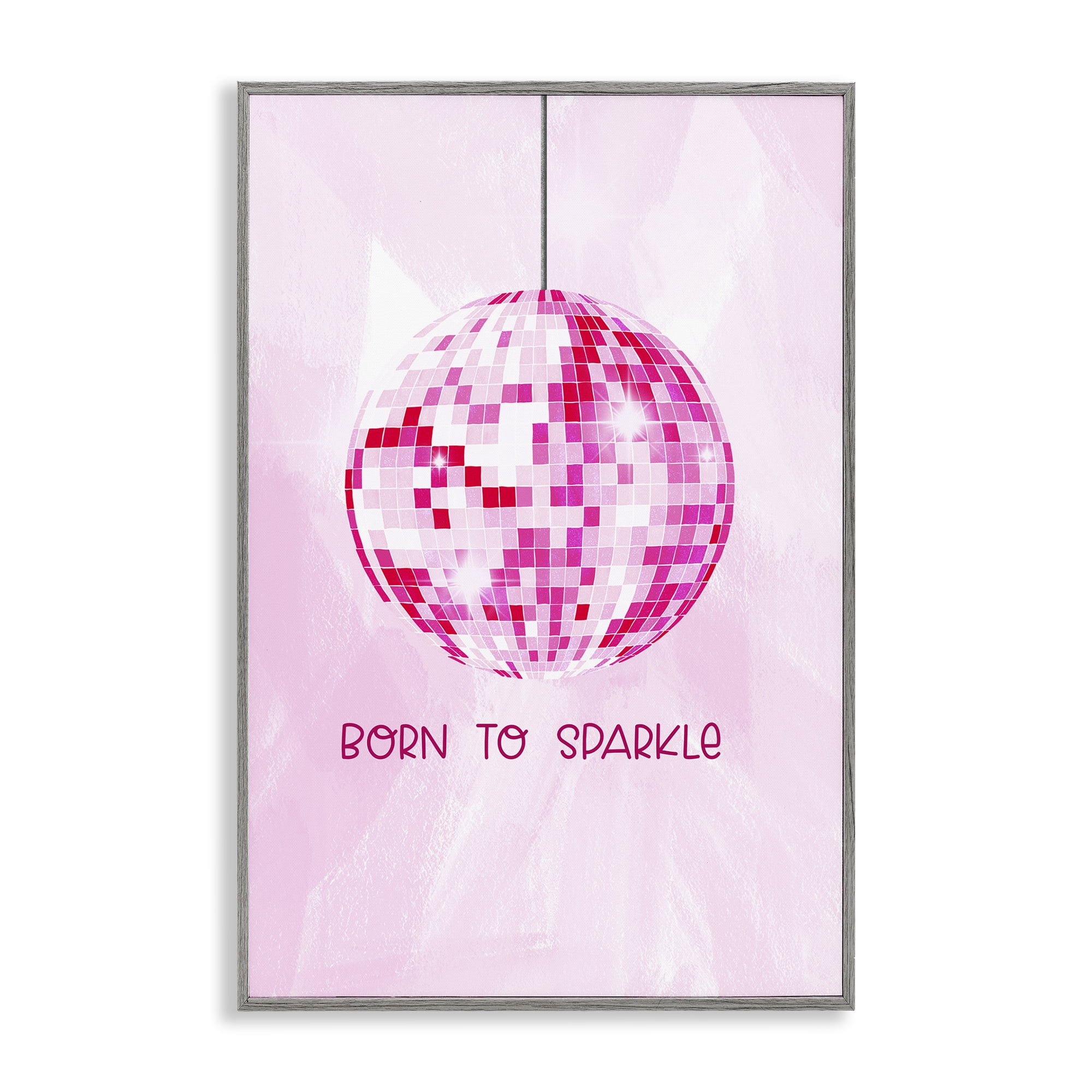 Stupell Industries Born To Sparkle Disco Typography Painting Gray Framed Art Print Wall Art, 20 x 30