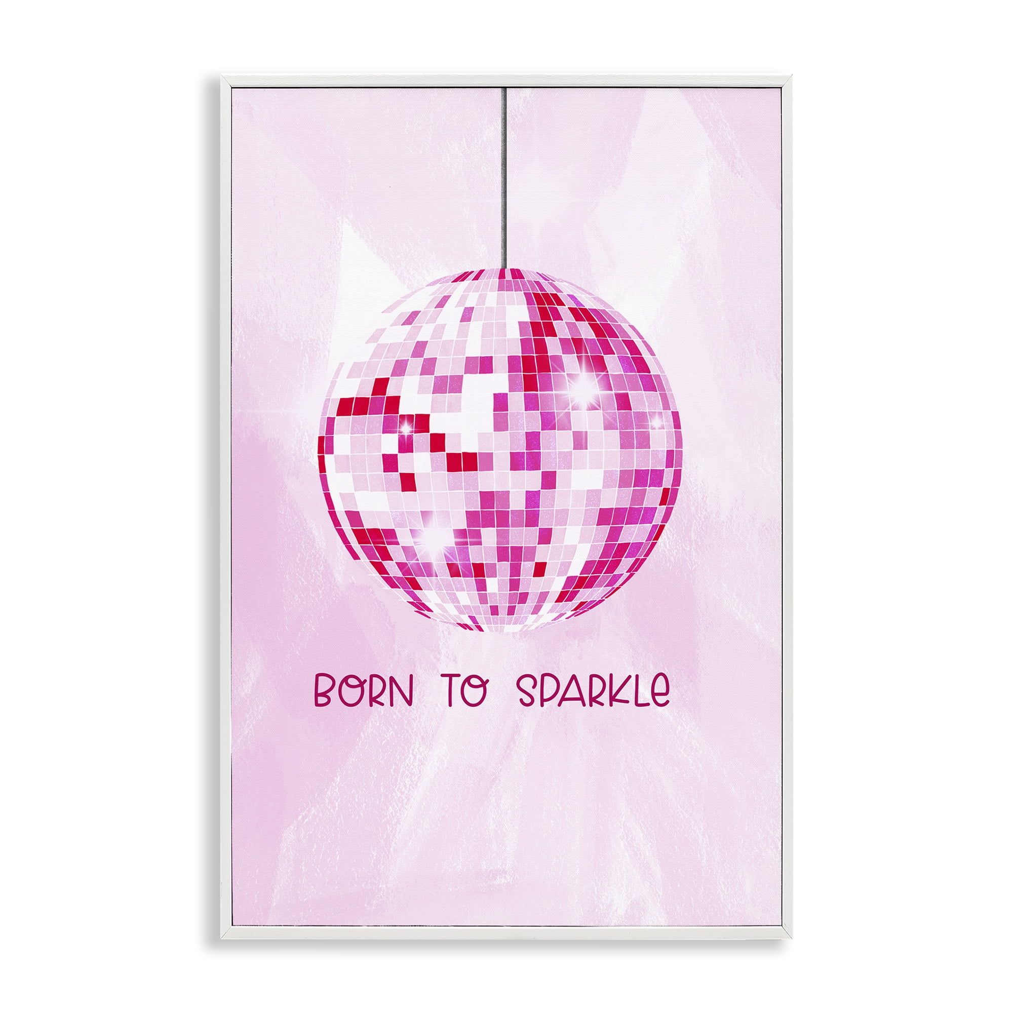 Stupell Industries Born To Sparkle Disco Typography Painting White Framed Art Print Wall Art, 12 x 18