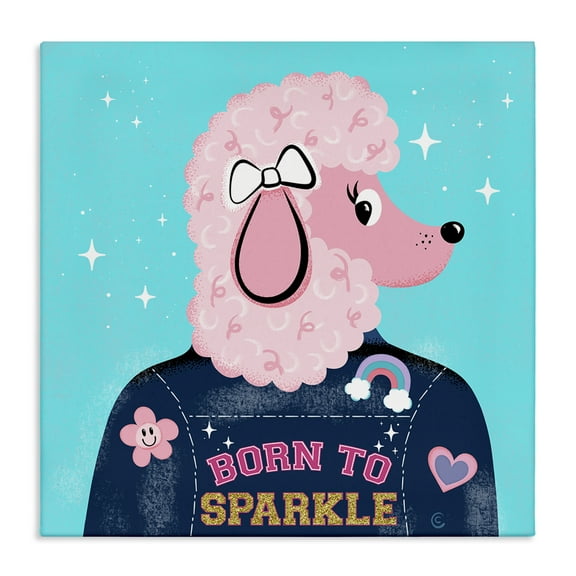 Stupell Industries Born To Sparkle Poodle Animals Painting Wrapped Canvas Art Print Wall Art, 17 x 17