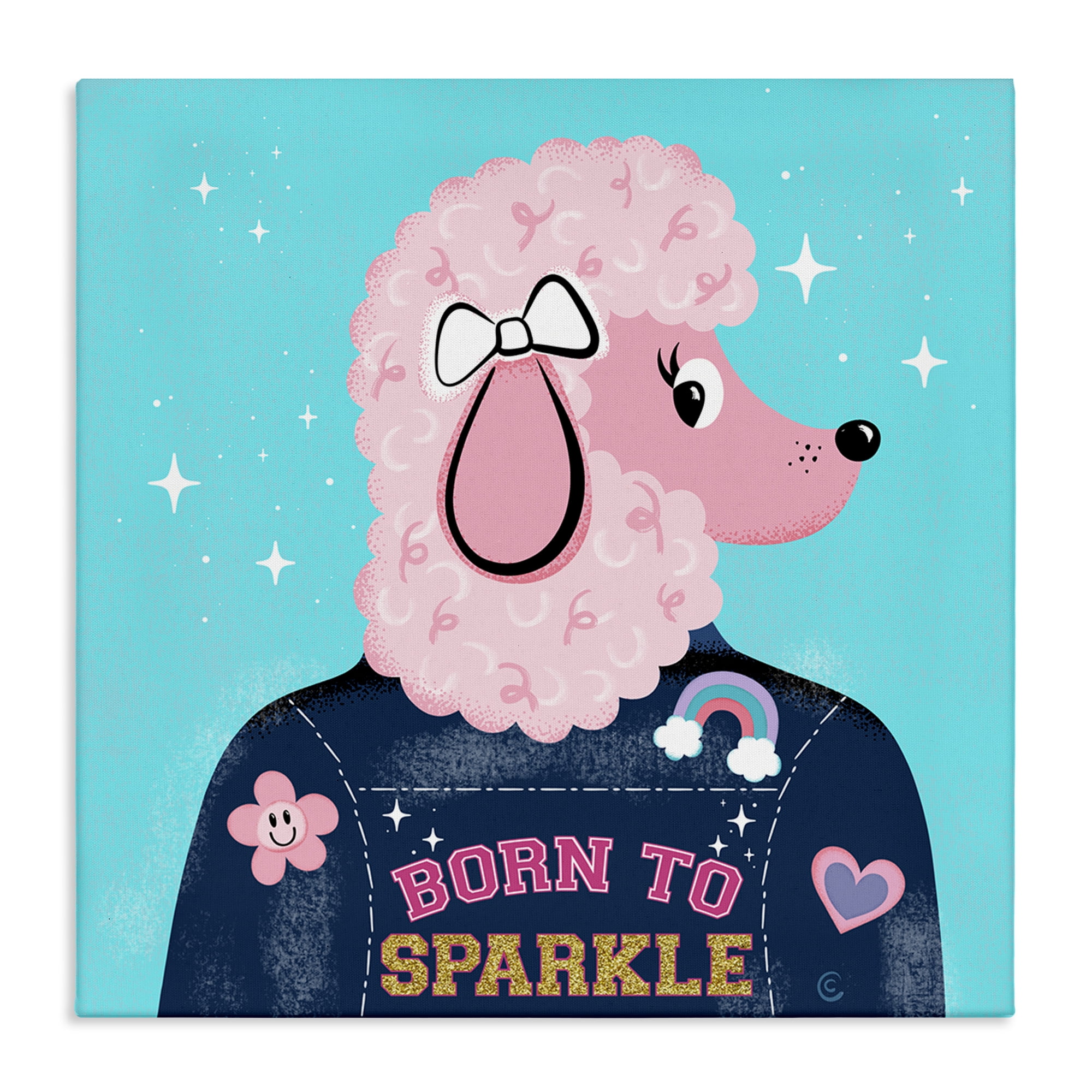 Stupell Industries Born To Sparkle Poodle Animals Painting Wrapped Canvas Art Print Wall Art, 30 x 30