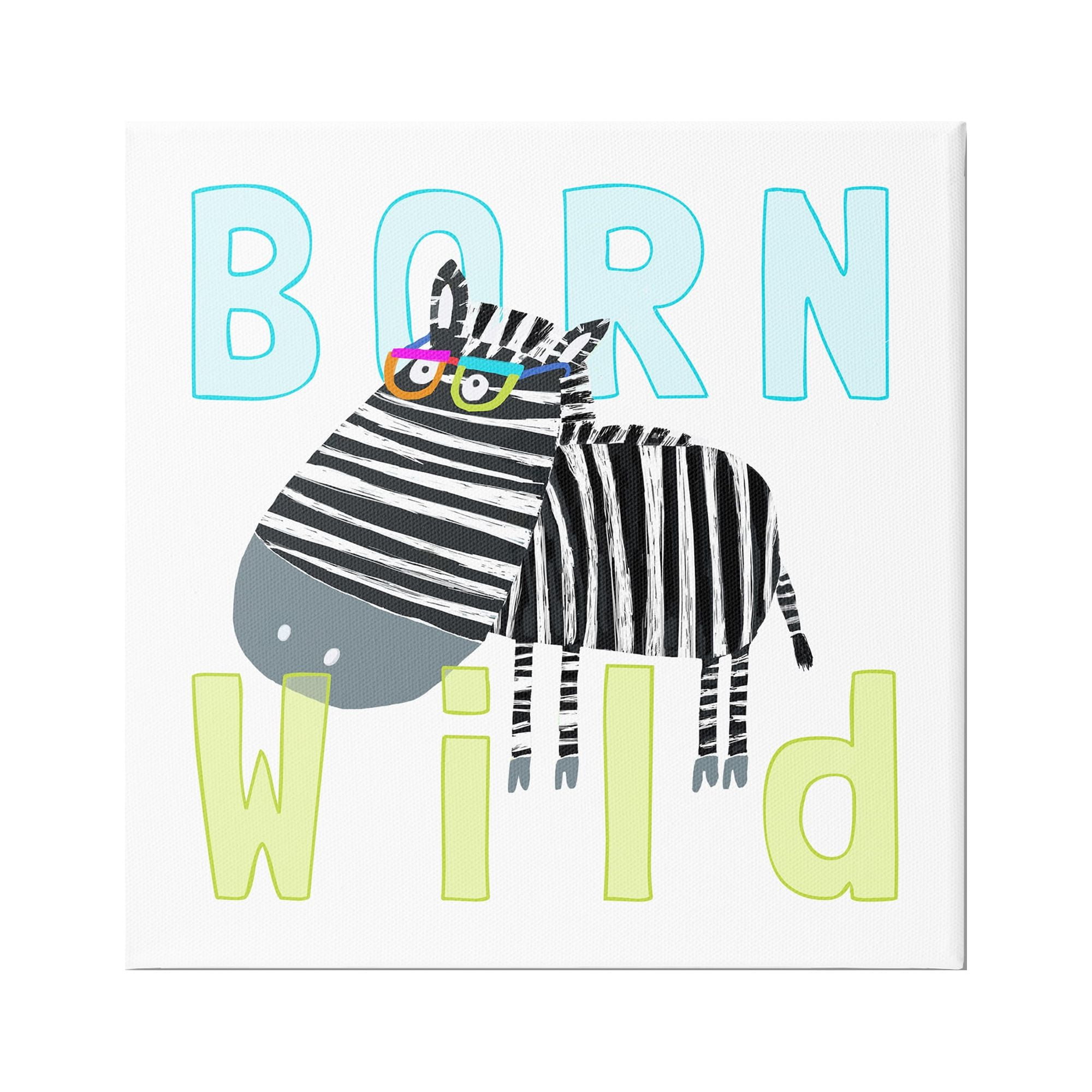 Stupell Industries Born Wild Zebra Phrase Animals & Insects Painting Gallery Wrapped Canvas Print Wall Art, 36 x 36