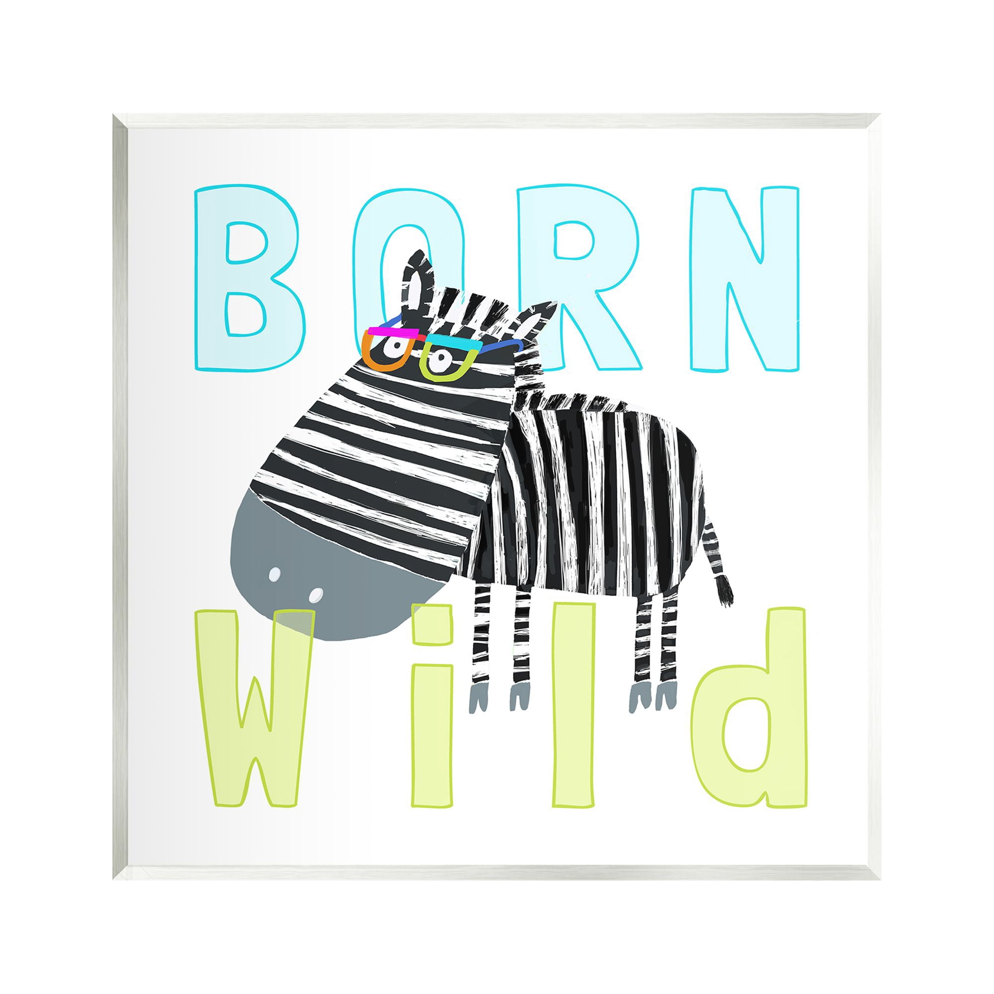 Stupell Industries Born Wild Zebra Phrase Animals & Insects Painting Unframed Art Print Wall Art, 12 x 12
