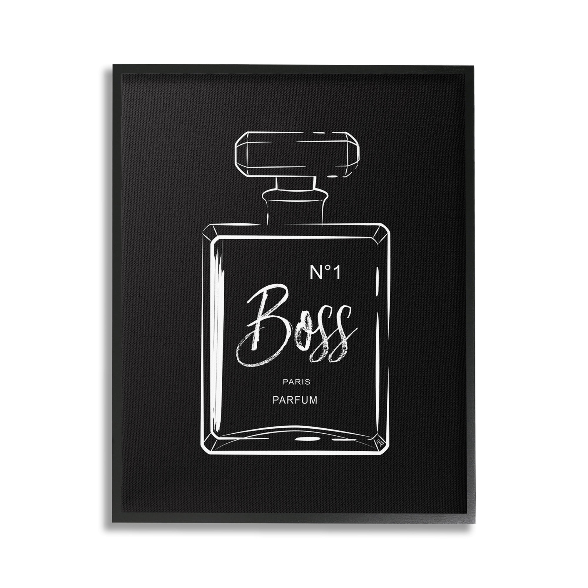 Stupell Industries Boss Perfume on Black Beauty & Fashion Painting Black Framed Art Print Wall Art, 24 x 30