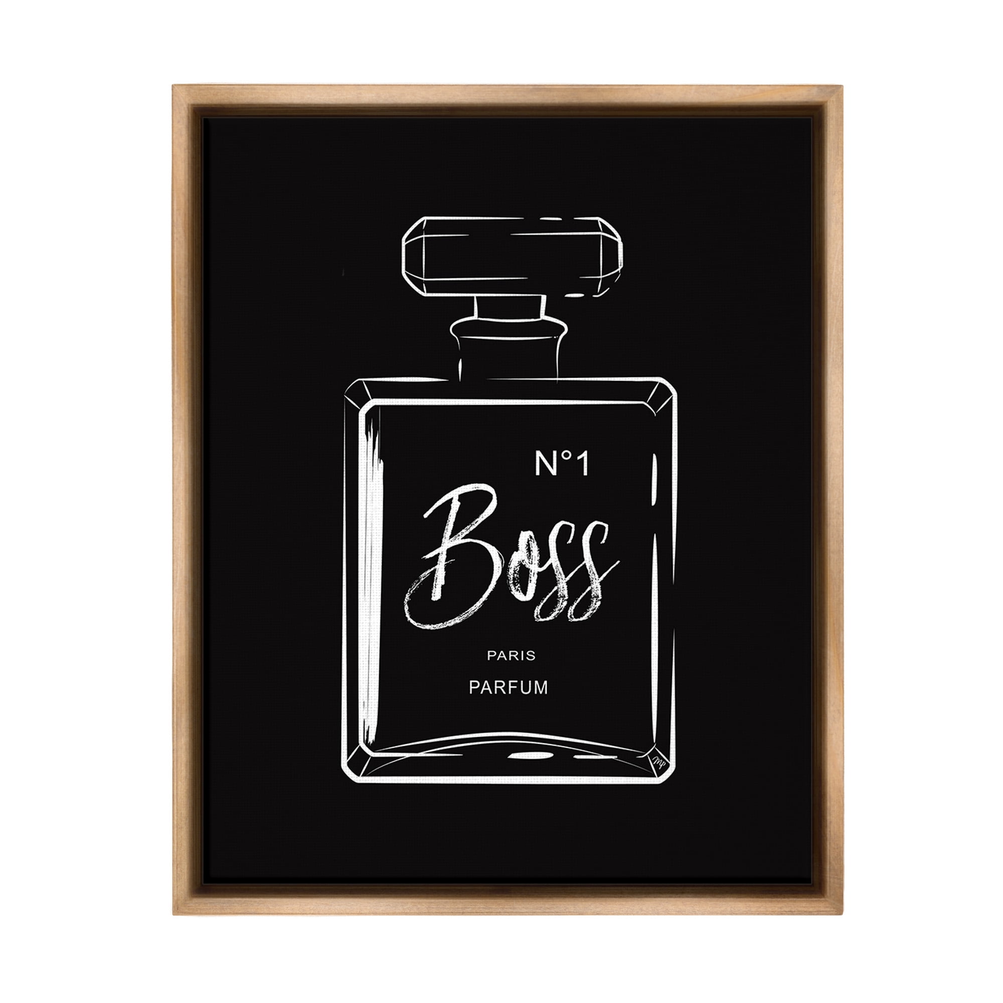 Stupell Industries Boss Perfume on Black Beauty & Fashion Painting Brown Floater Framed Canvas Art Print Wall Art, 25 x 31