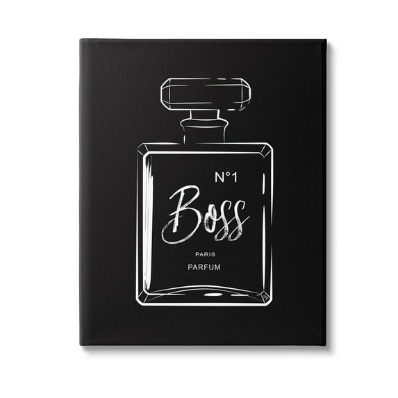 Stupell Industries Boss Perfume on Black Beauty & Fashion Painting Gallery Wrapped Canvas Art Print Wall Art, 24 x 30