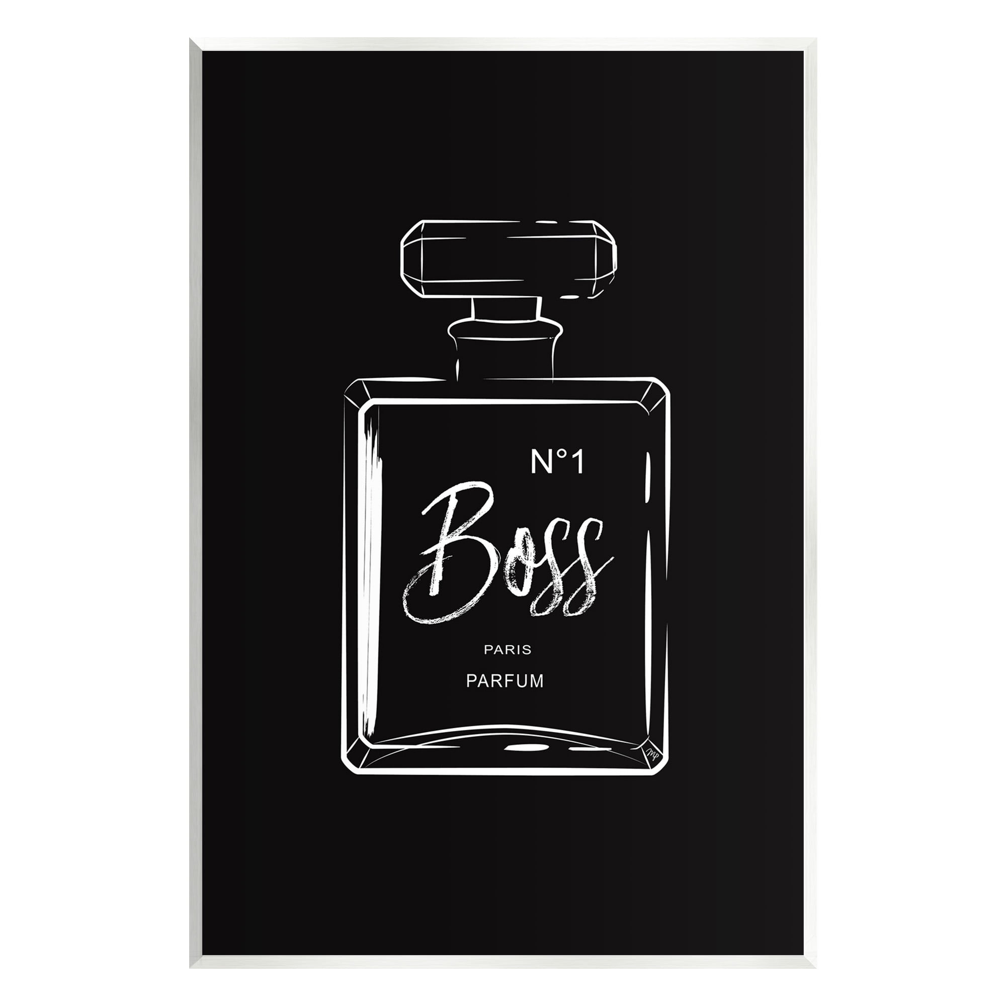 Stupell Industries Boss Perfume on Black Beauty & Fashion Painting Unframed Art Print Wall Art, 13 x 19