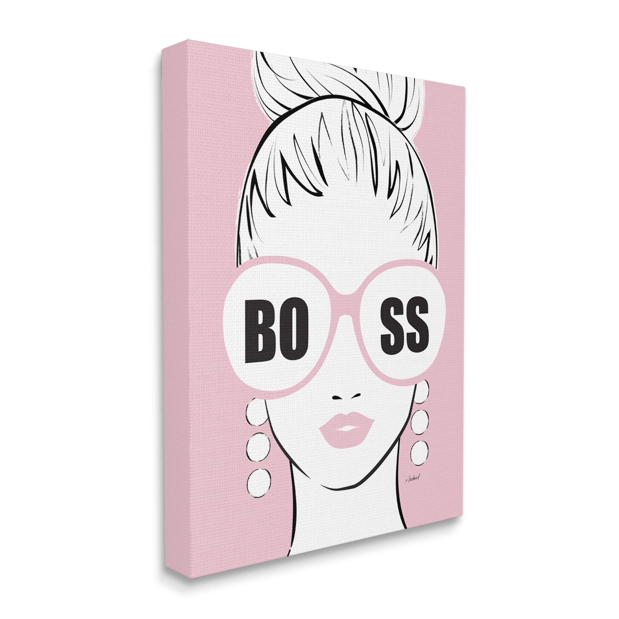 Stupell Industries Boss Phrase Sunglasses Glam Female Pink Fashion,30 x 40,Designed by Martina Pavlova