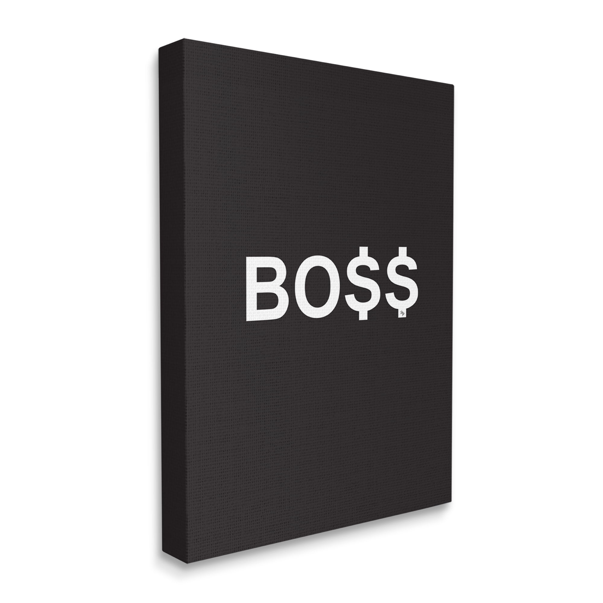 Stupell Industries Boss Text Dollar Signs Minimal Black White Typography Painting Gallery Wrapped Canvas Art Print Wall Art, 36 x 48