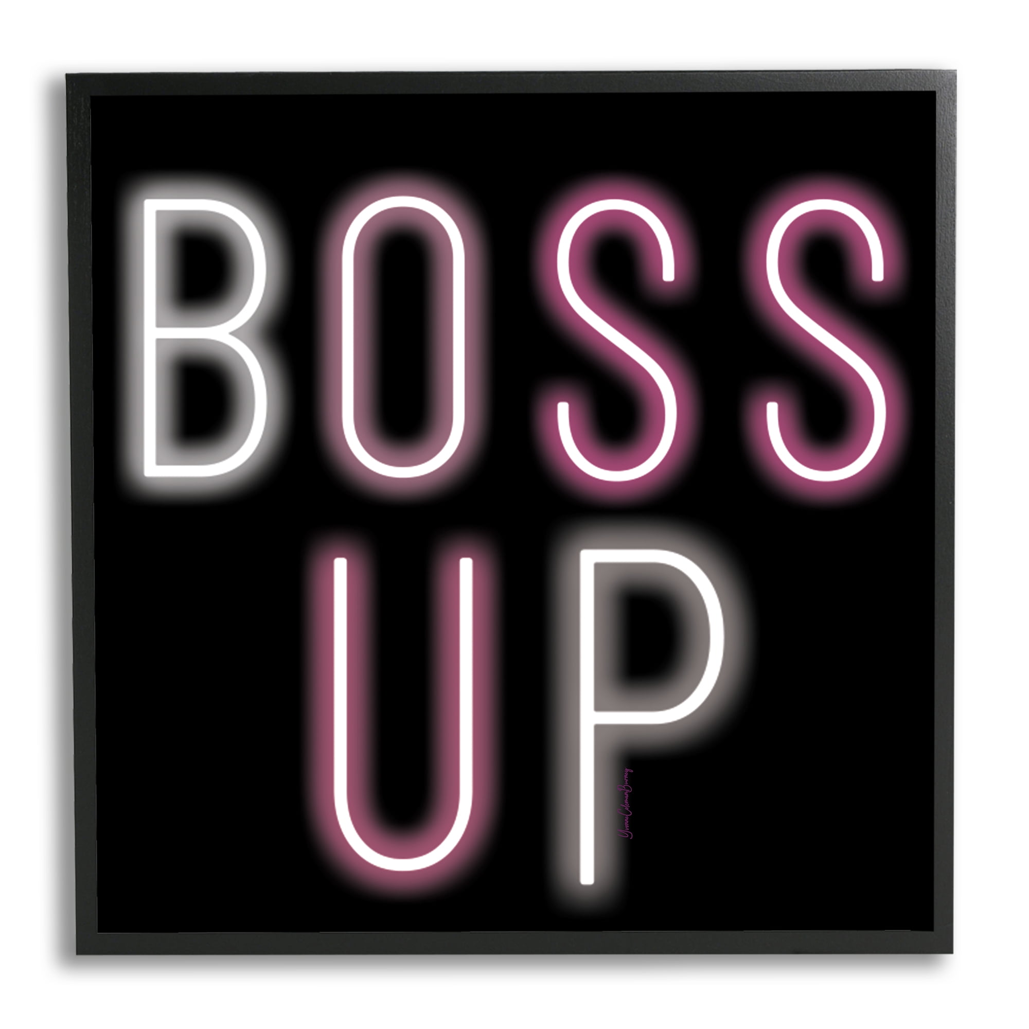 Stupell Industries Boss Up Modern Phrase Inspirational Painting Black Framed Art Print Wall Art, 17 x 17