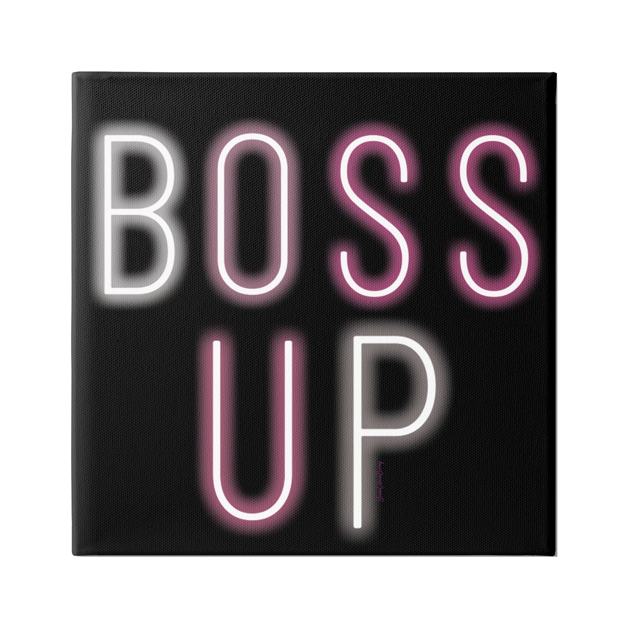 Boss Up Black Canvas Motivational Quote Wall Art, 30 x 30