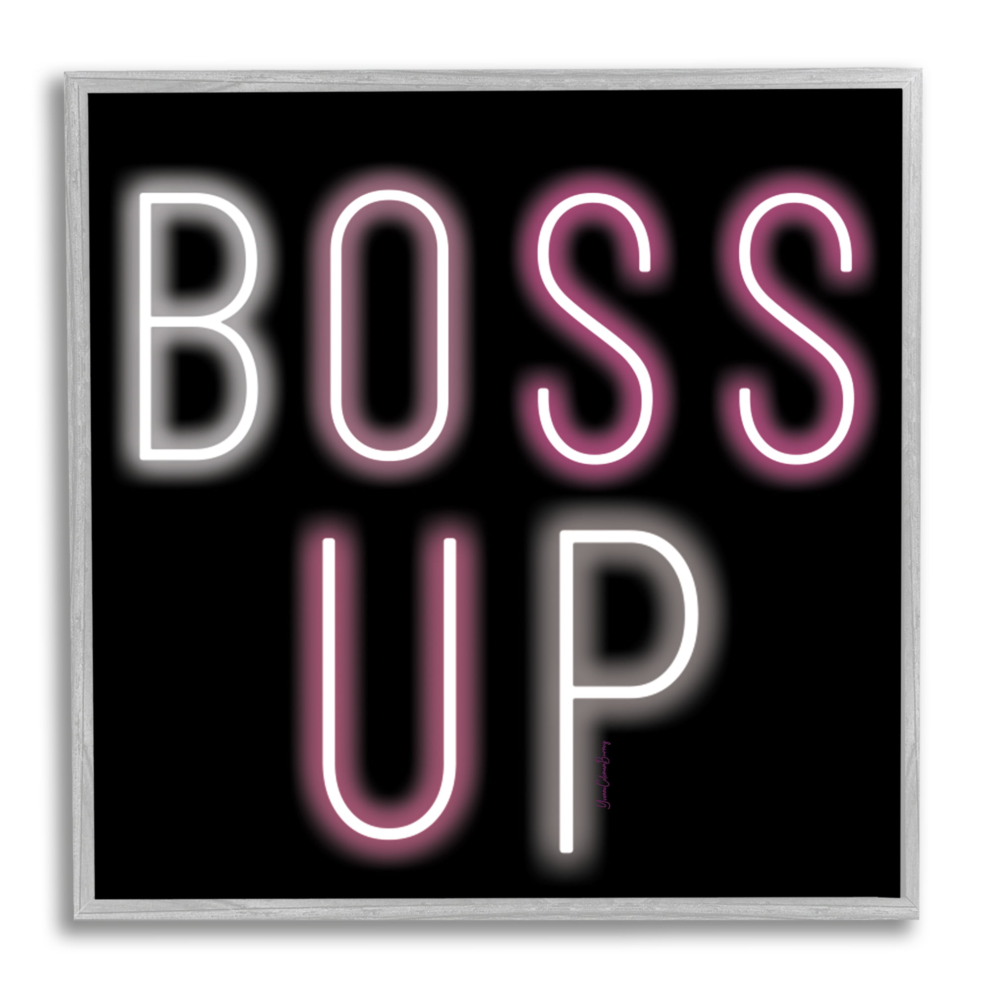 Stupell Industries Boss Up Modern Phrase Inspirational Painting Gray Framed Art Print Wall Art, 17 x 17