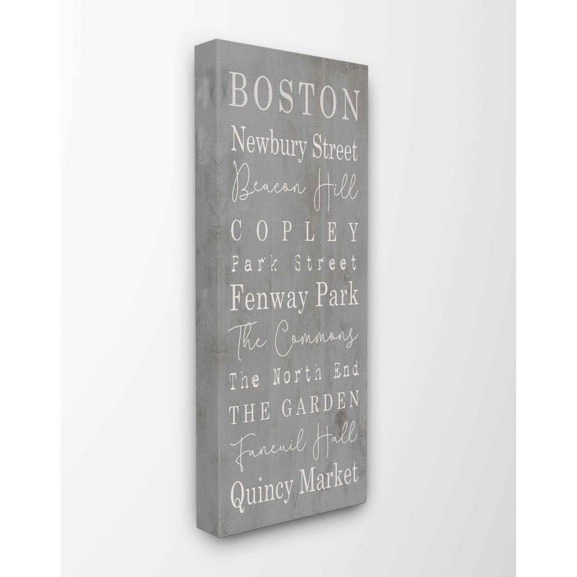 Stupell Industries Boston City Places Neutral Gray Textured Word Design Canvas Wall Art by Daphne Polselli