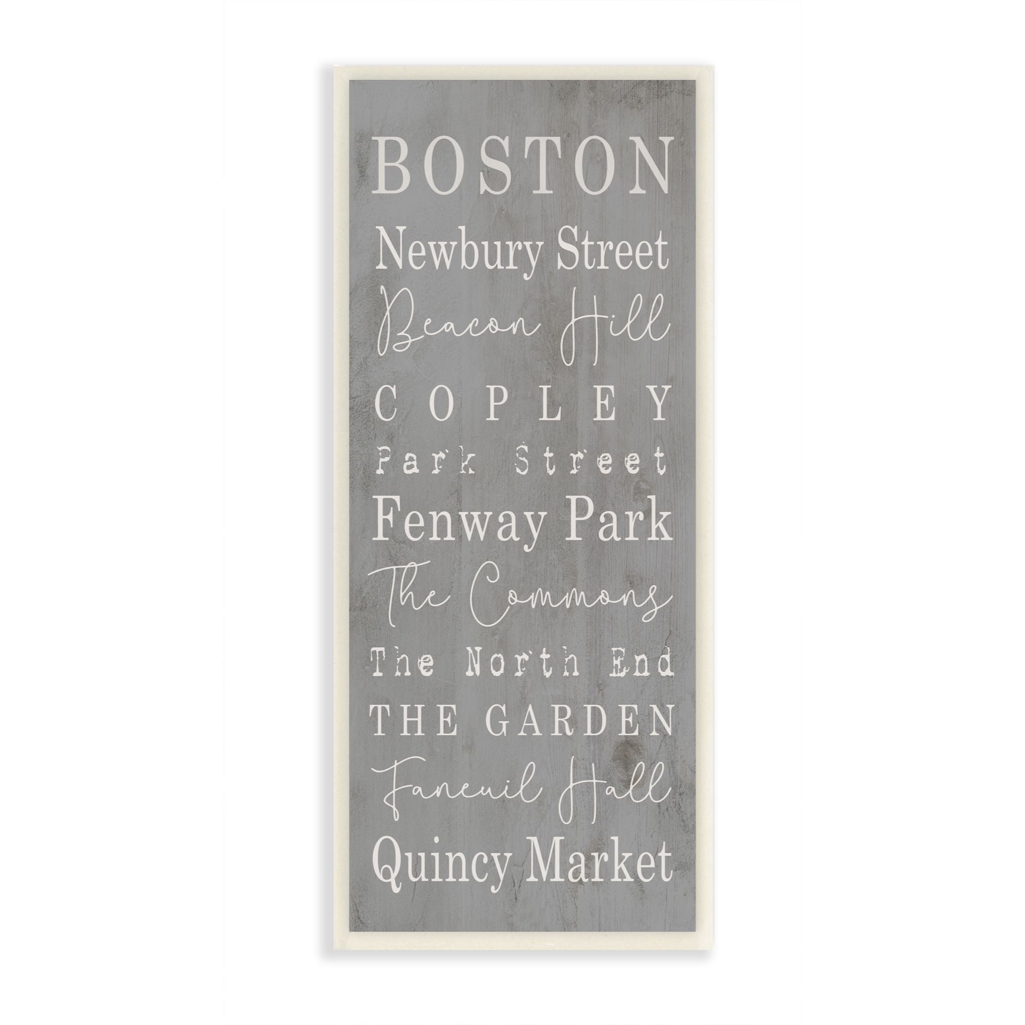 Stupell Industries Boston City Places Neutral Gray Textured Word Design Wall Plaque by Daphne Polselli
