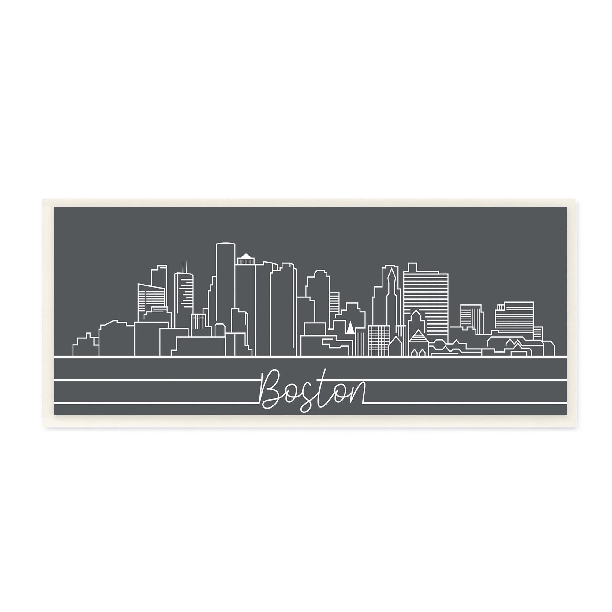 Stupell Industries Boston City Skyline Minimal Retro Linework Town & City Painting Unframed Art Print Wall Art, 7 x 17