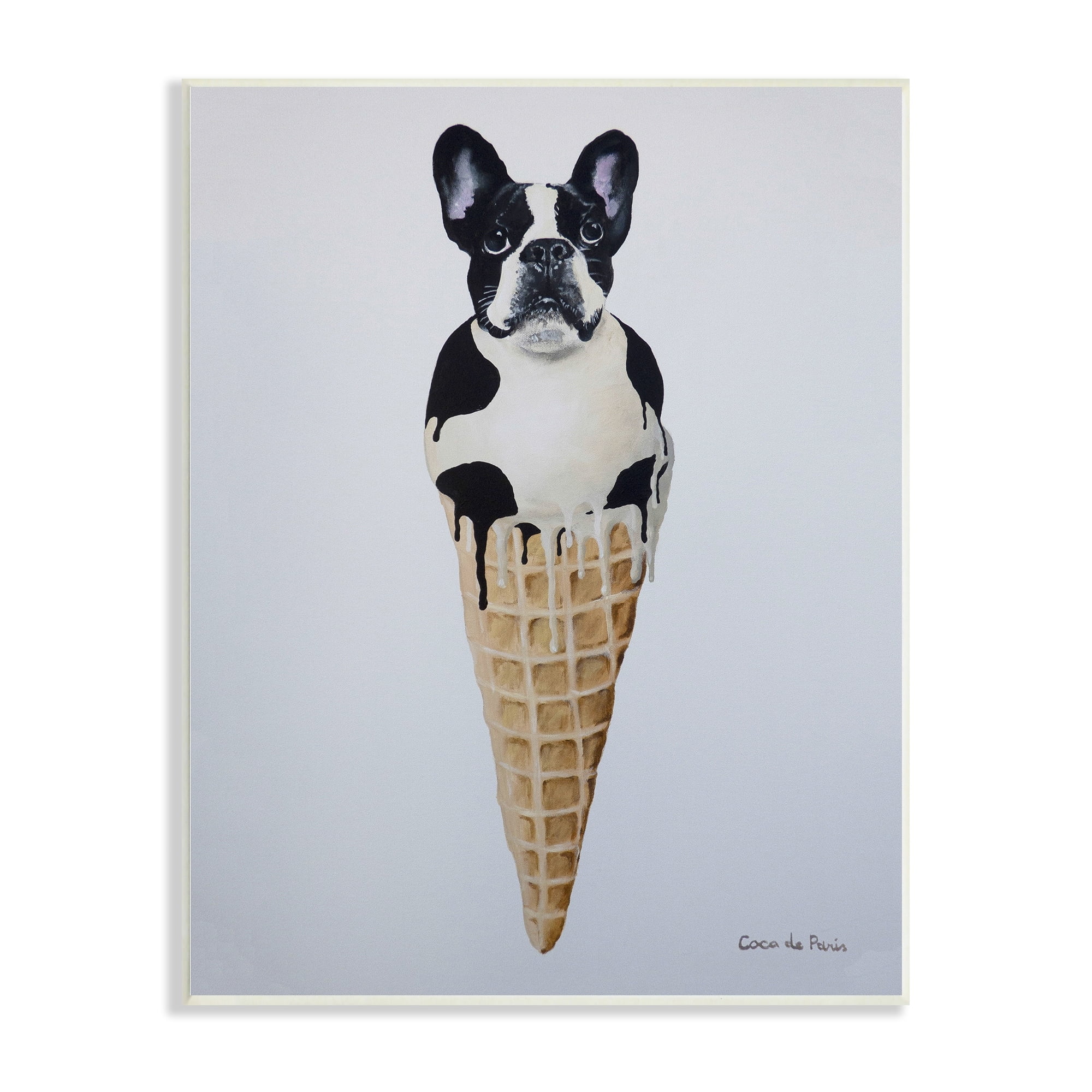 Stupell Industries Boston Terrier Dog Ice Cream Cone Dessert , 10 x 15, Design by Coco de Paris