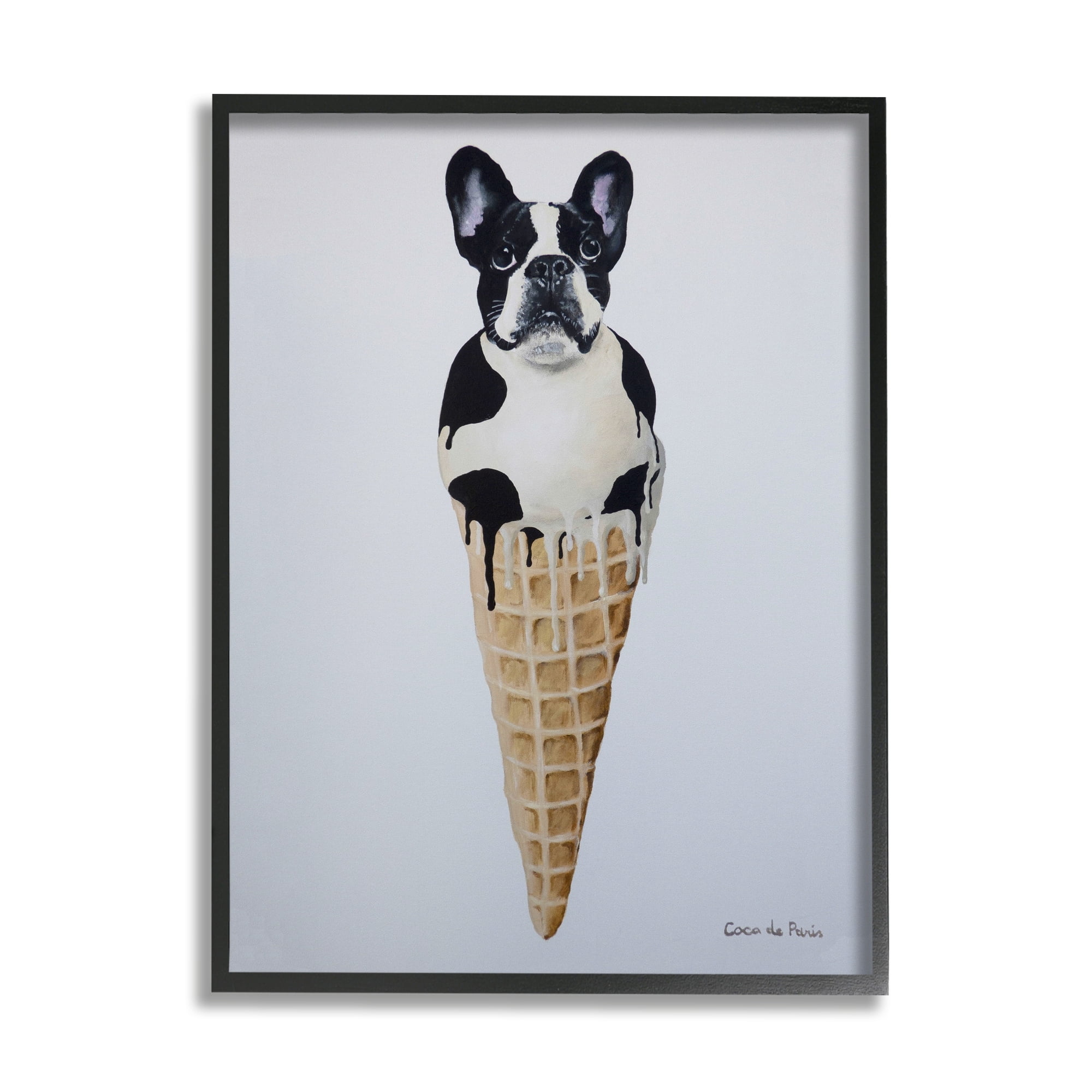 Stupell Industries Boston Terrier Dog Ice Cream Cone Dessert , 16 x 20, Design by Coco de Paris