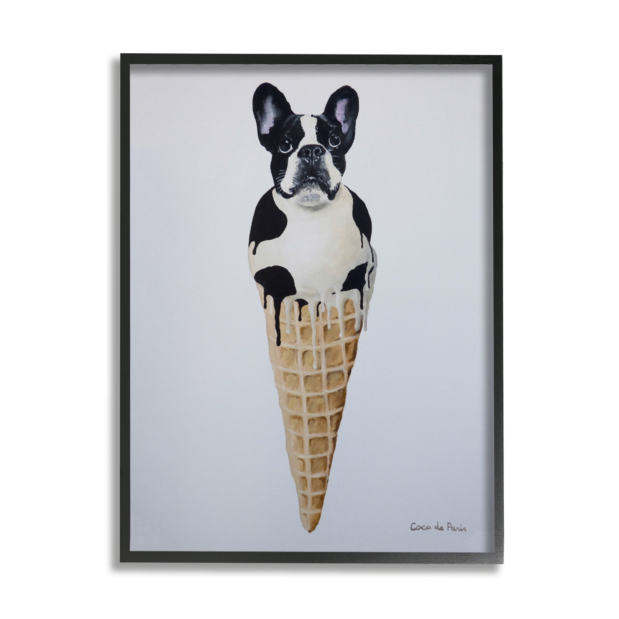 Stupell Industries Boston Terrier Dog Ice Cream Cone Dessert , 24 x 30, Design by Coco de Paris