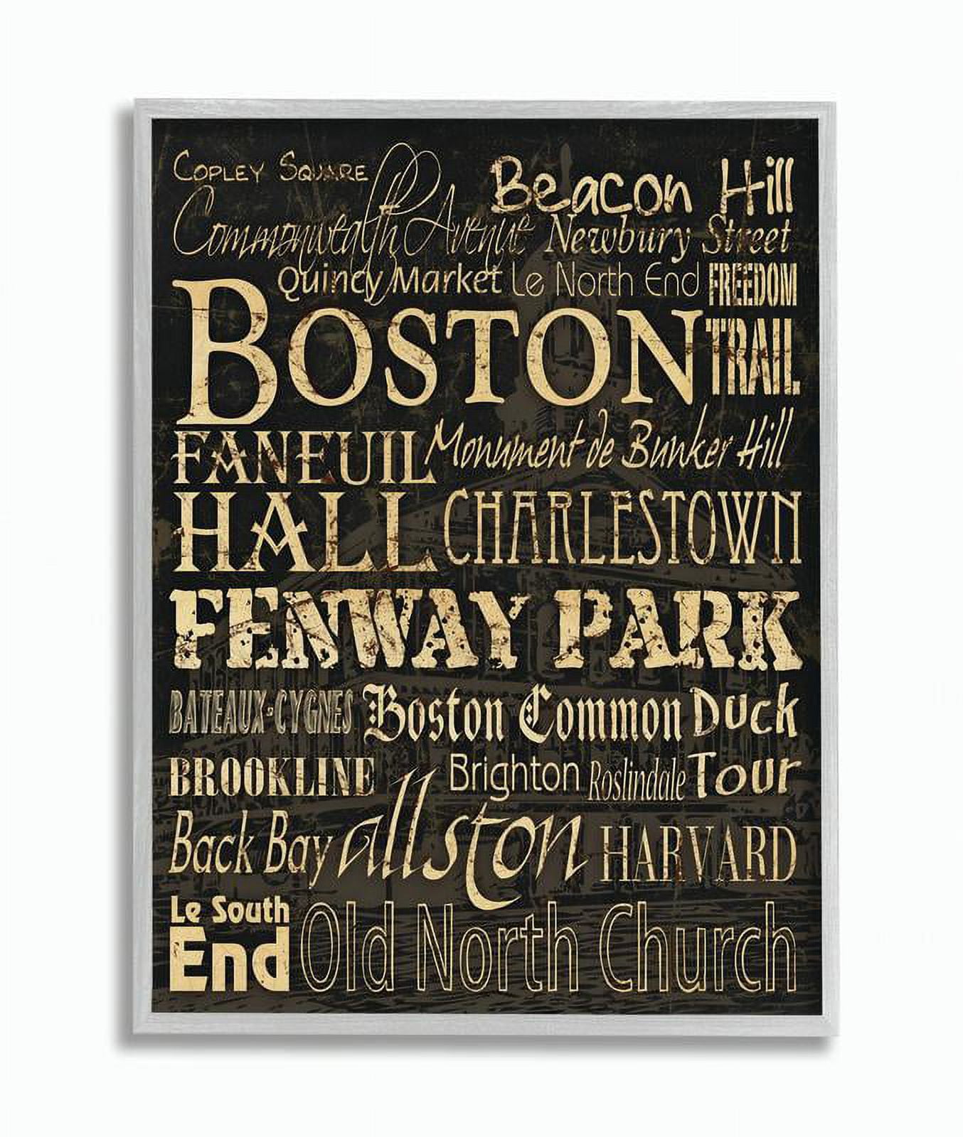 Stupell Industries Boston Words And Cities Typography Graphic Art Gray Framed Art Print Wall Art, 16x20, by Carole Stevens