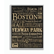 Stupell Industries Boston Words And Cities Typography Graphic Art Gray Framed Art Print Wall Art, 16x20, by Carole Stevens