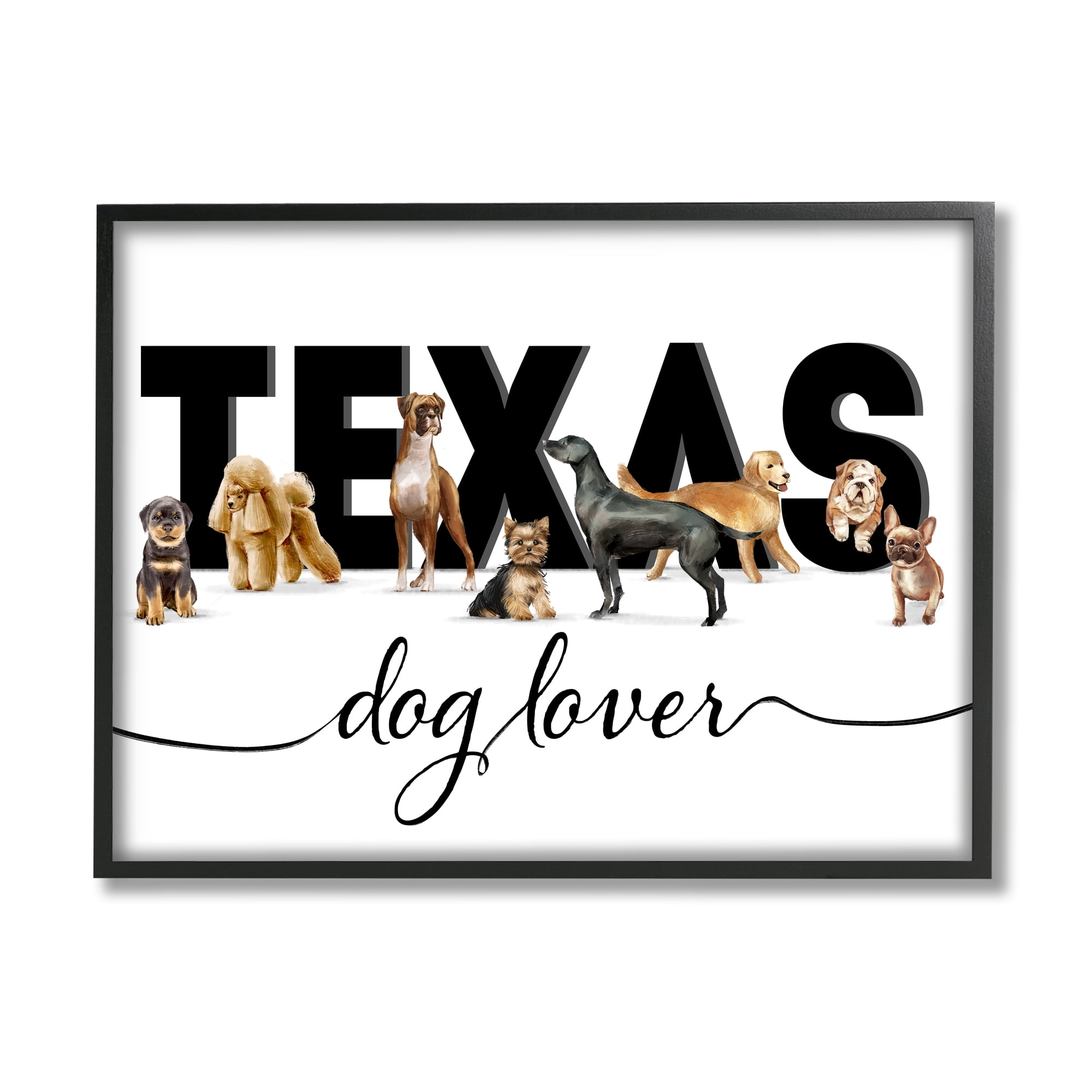 Stupell Industries Boston for Dog Lovers Adorable Pet Puppies Animals & Insects Painting Black Framed Art Print Wall Art, 24 x 30