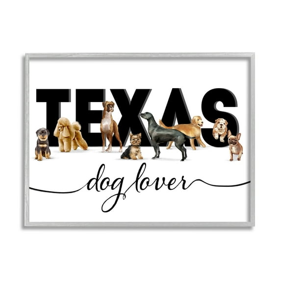 Stupell Industries Boston for Dog Lovers Adorable Pet Puppies Animals & Insects Painting Gray Framed Art Print Wall Art, 16 x 20