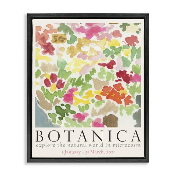 Stupell Industries Botanica Abstract Florals Plants & Flowers Painting Black Floater Framed Canvas Art Print Wall Art, 17 x 21
