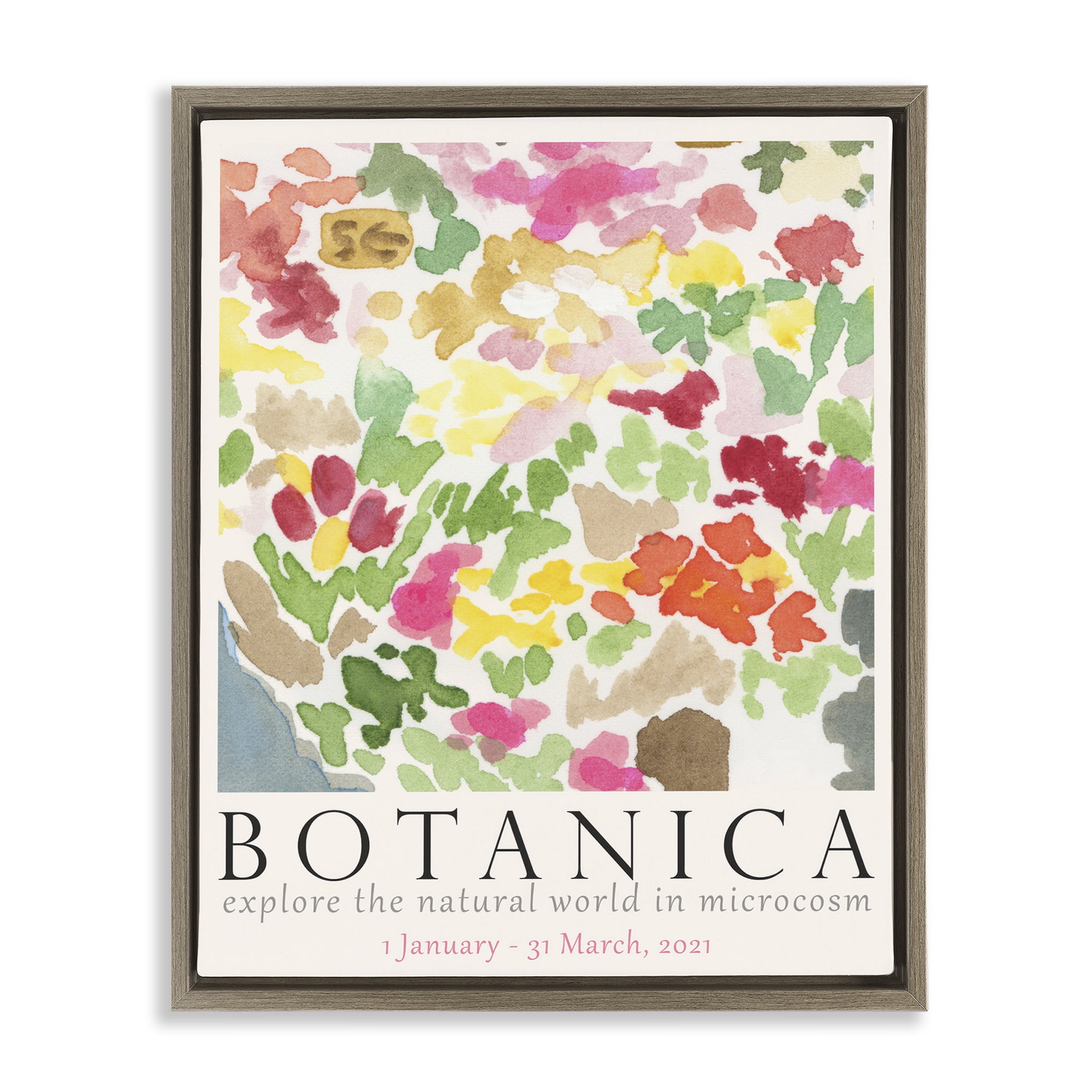 Stupell Industries Botanica Abstract Florals Plants & Flowers Painting Brown Floater Framed Canvas Art Print Wall Art, 25 x 31