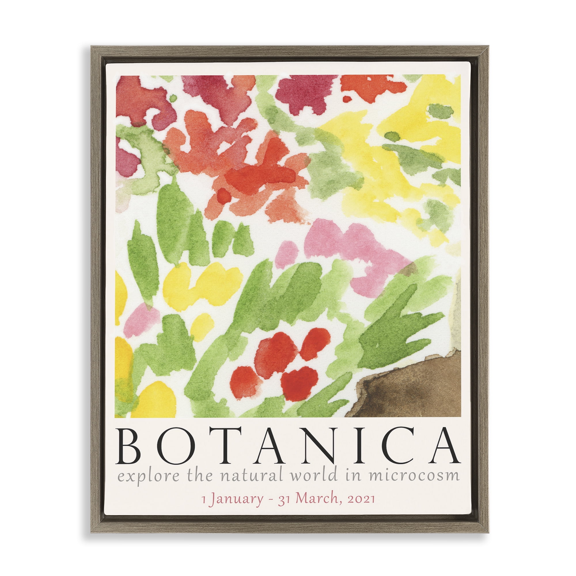 Stupell Industries Botanica Floral Museum Plants & Flowers Painting Brown Floater Framed Canvas Art Print Wall Art, 25 x 31