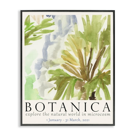Stupell Industries Botanica Museum Poster Plants & Flowers Painting Black Framed Art Print Wall Art, 11 x 14