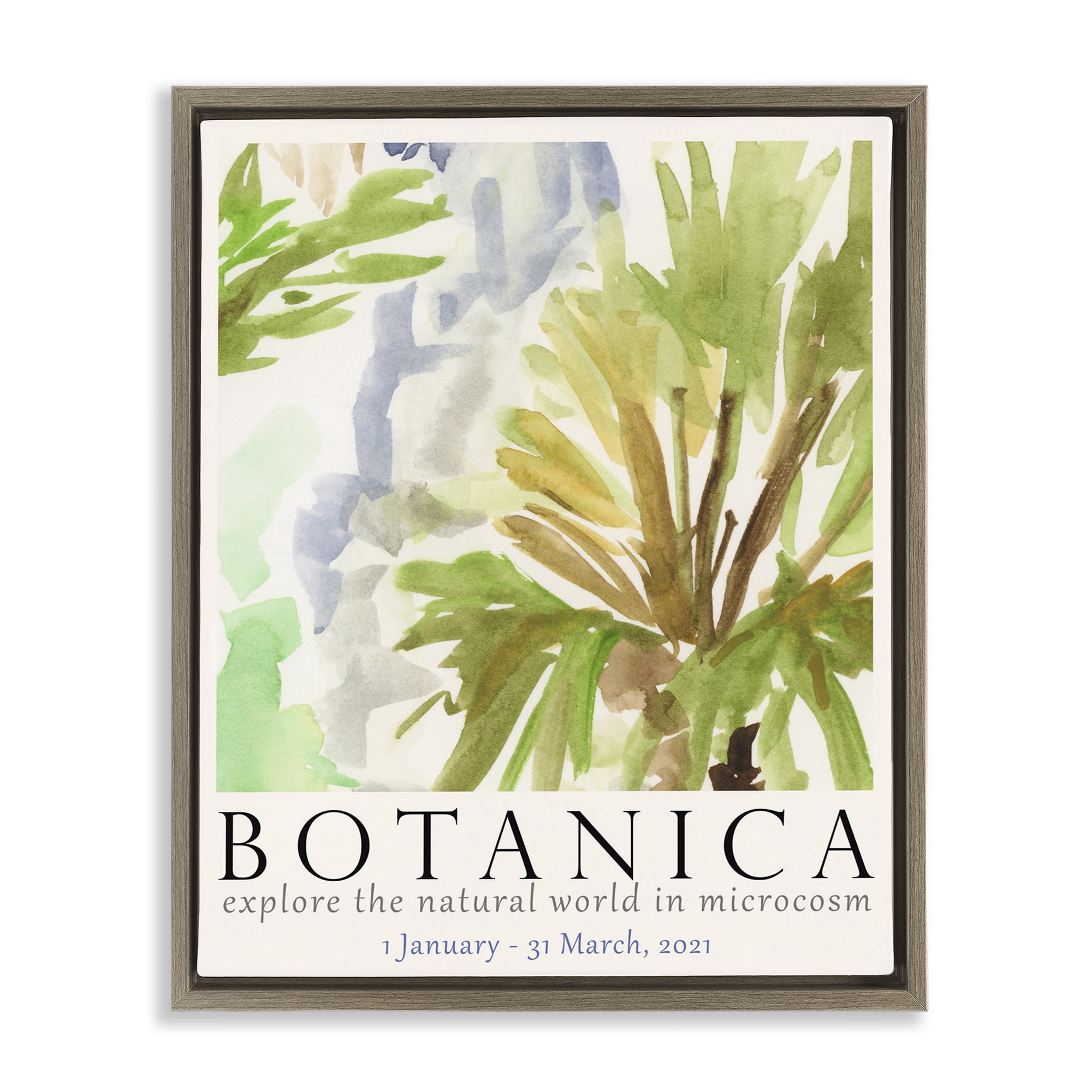 Stupell Industries Botanica Museum Poster Plants & Flowers Painting Brown Floater Framed Canvas Art Print Wall Art, 25 x 31