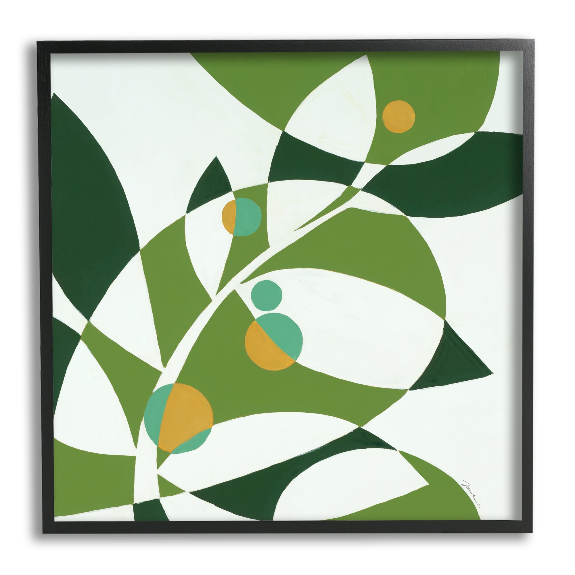 Stupell Industries Botanical Abstract Leaf Botanical & Floral Painting Black Framed Art Print Wall Art, 24 x 24
