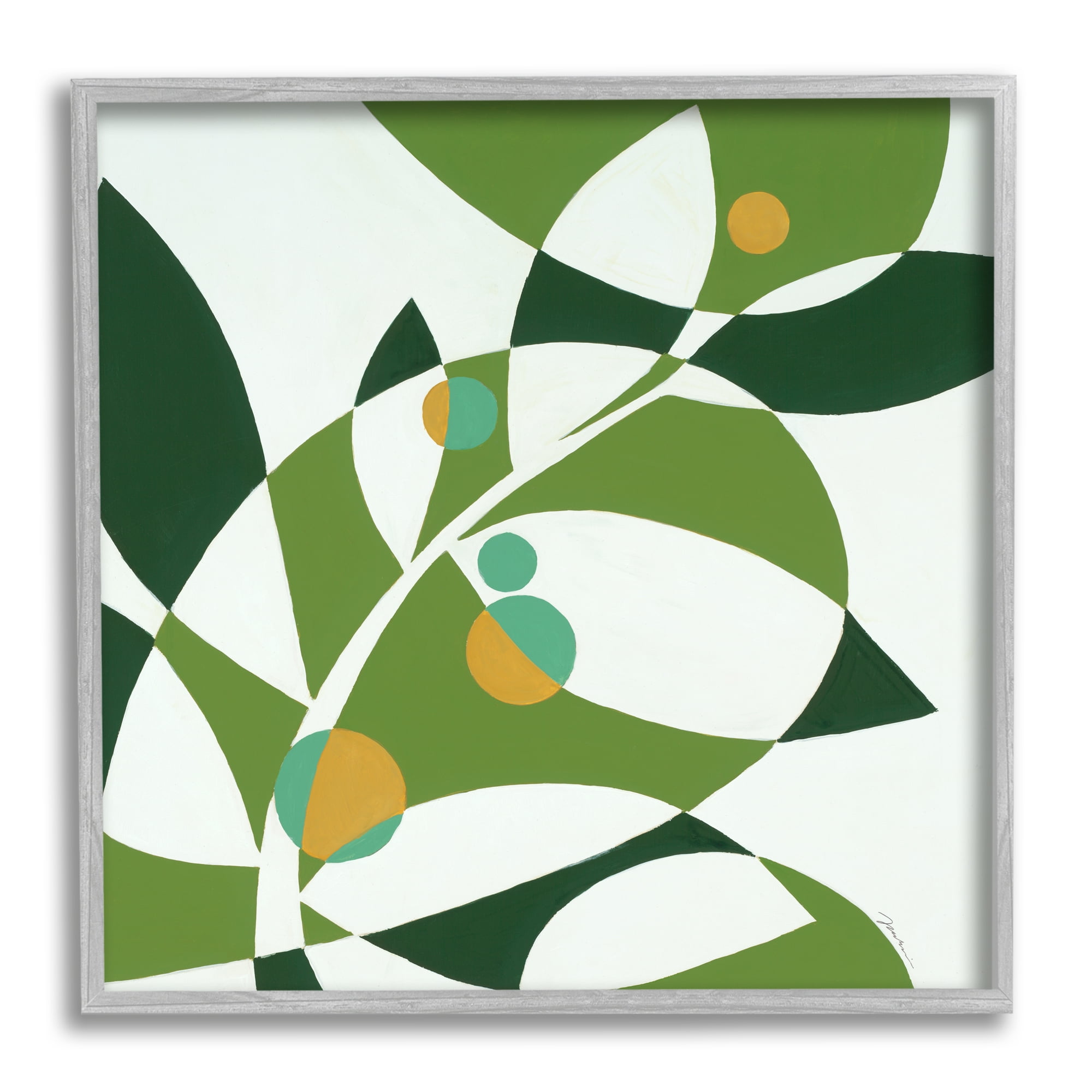 Stupell Industries Botanical Abstract Leaf Botanical & Floral Painting Gray Framed Art Print Wall Art, 12 x 12
