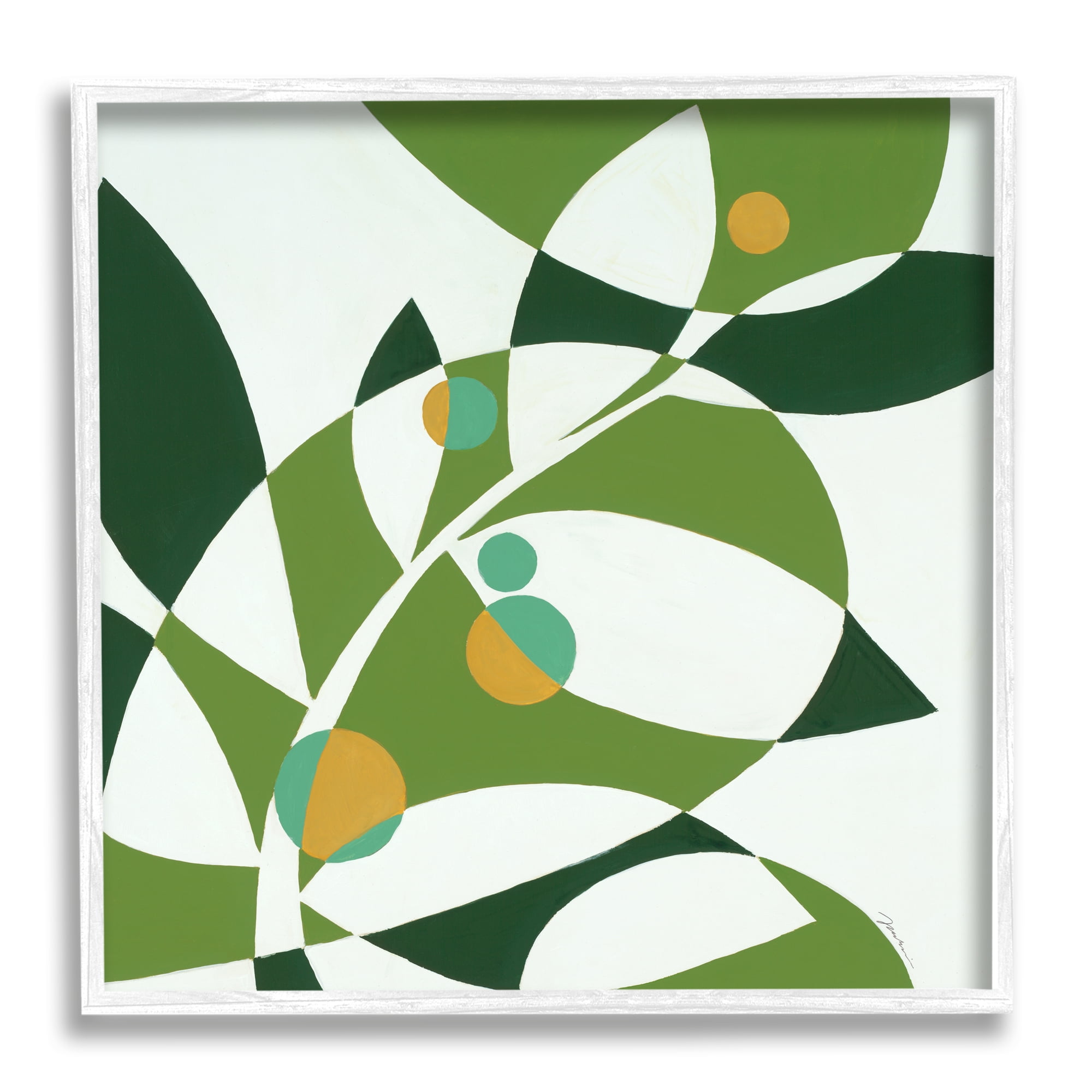 Stupell Industries Botanical Abstract Leaf Botanical & Floral Painting White Framed Art Print Wall Art, 12 x 12