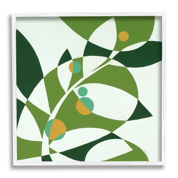 Stupell Industries Botanical Abstract Leaf Botanical & Floral Painting White Framed Art Print Wall Art, 17 x 17