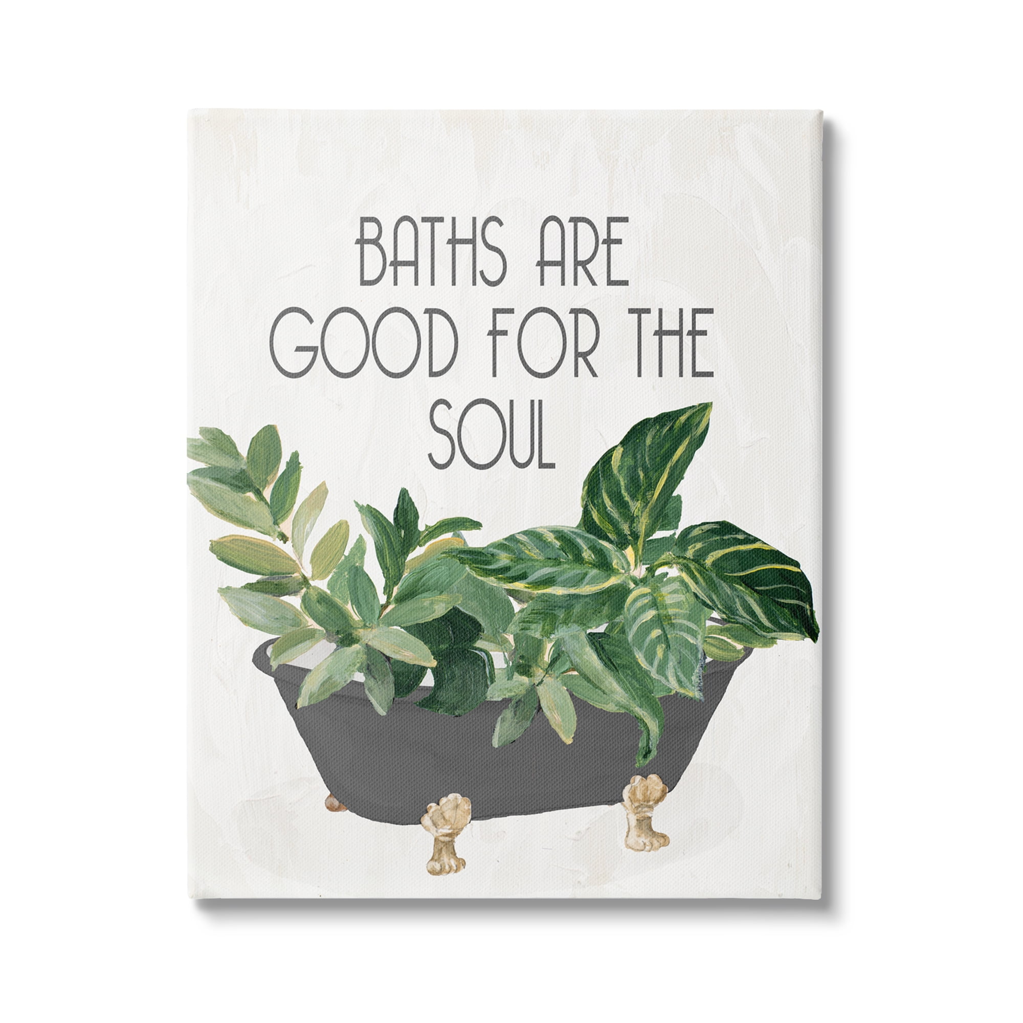 Stupell Industries Botanical Bath Phrase Typography Painting Gallery Wrapped Canvas Print Wall Art, 24 x 30