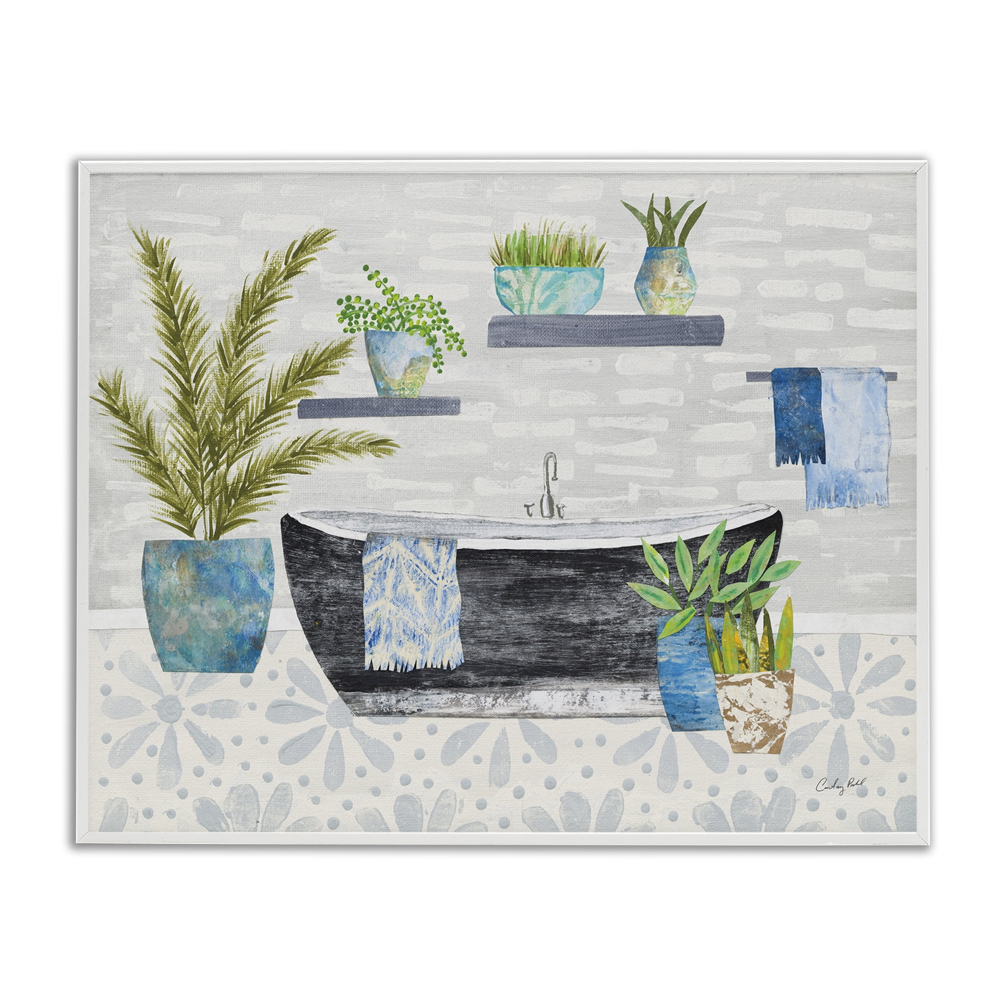 Stupell Industries Botanical Bath & Rustic Plants Bath & Laundry Painting White Framed Art Print Wall Art, 20 x 16