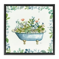 Stupell Industries Botanical Bath Tub Typography Painting Black Floater Framed Canvas Art Print Wall Art, 18 x 18