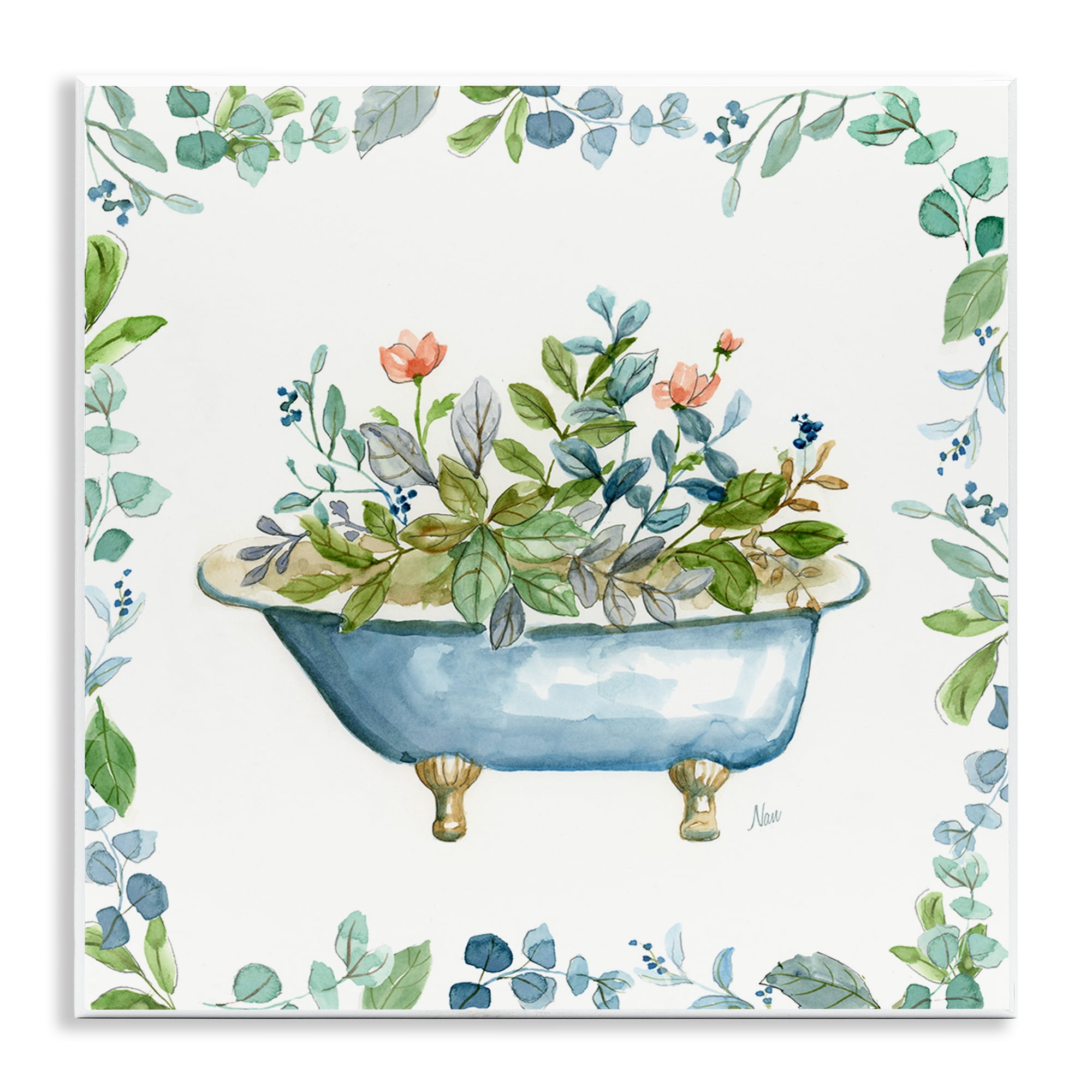 Stupell Industries Botanical Bath Tub Typography Painting Unframed Art Print Wall Art, 12 x 12