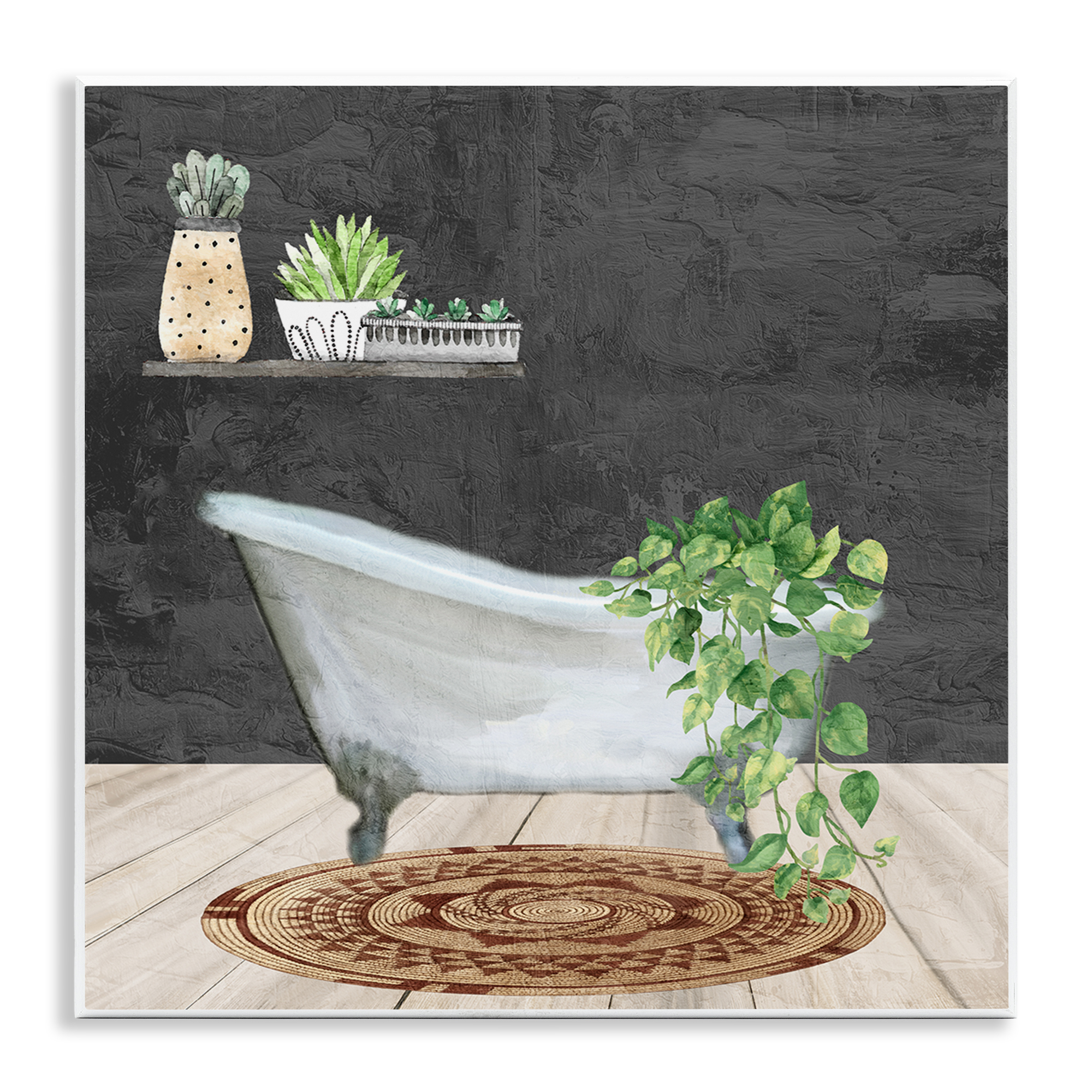 Stupell Industries Botanical Bathtub Scene Bath & Laundry Painting Unframed Art Print Wall Art, 12 x 12