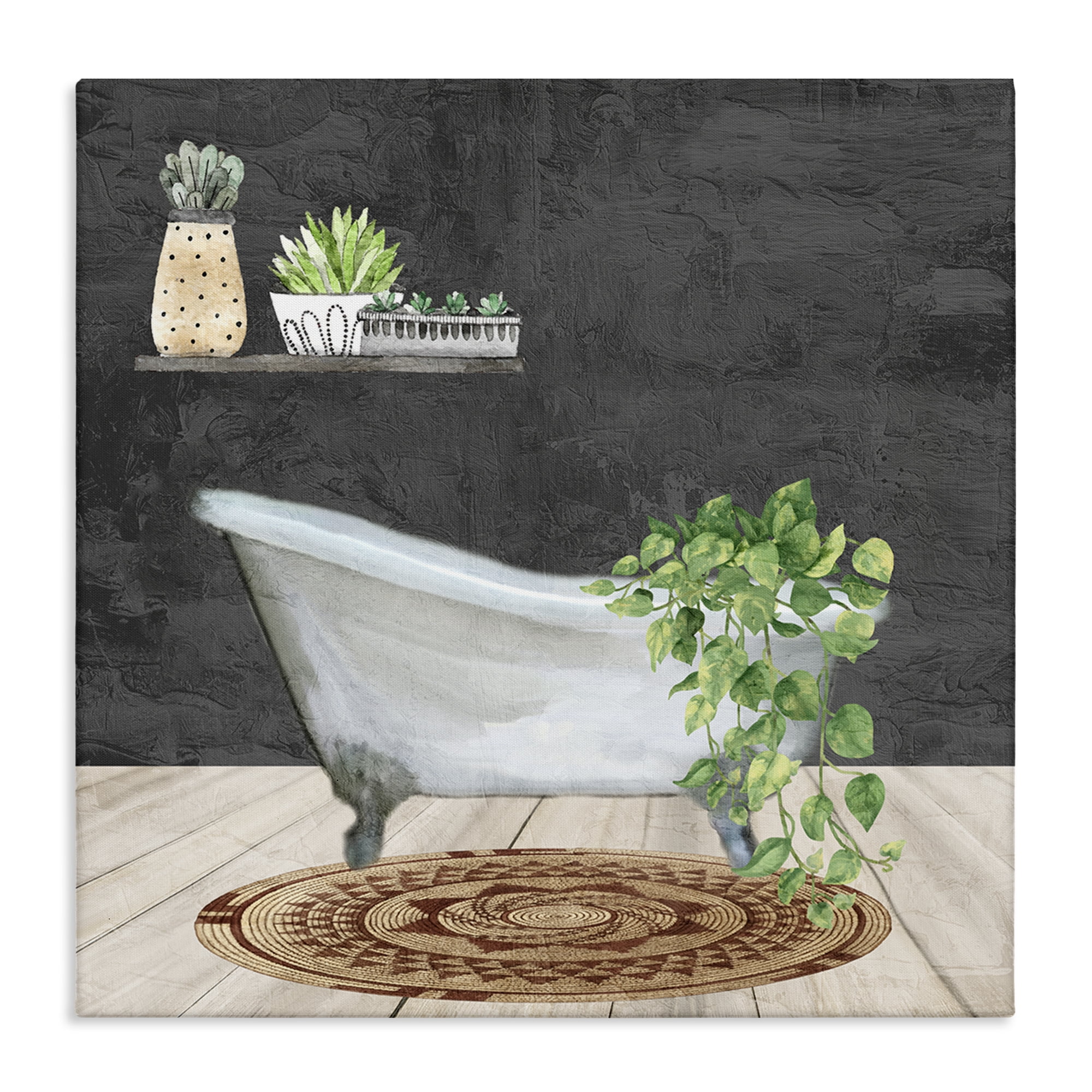 Stupell Industries Botanical Bathtub Scene Bath & Laundry Painting Wrapped Canvas Art Print Wall Art, 36 x 36