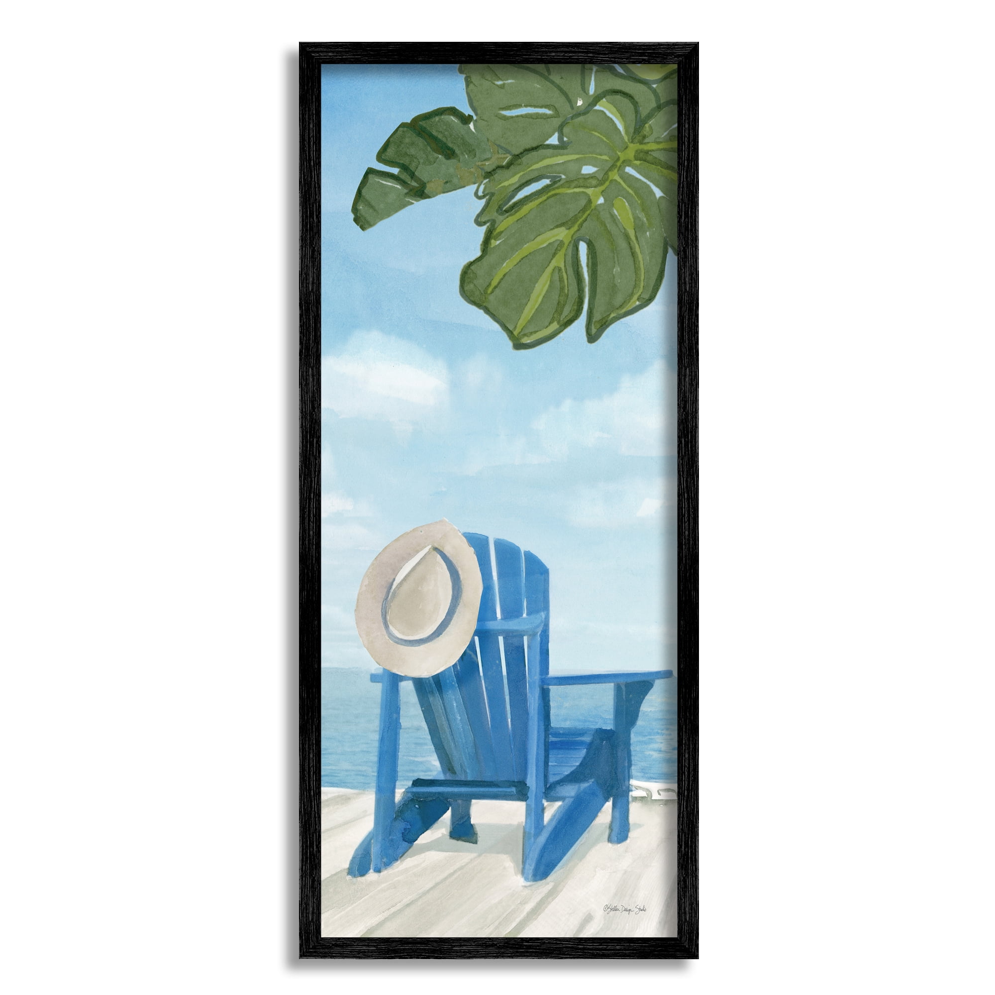 Stupell Industries Botanical Beach Chair Hat Ocean View Waterfront Botanicals, 13 x 30, Design by Stellar Design Studio