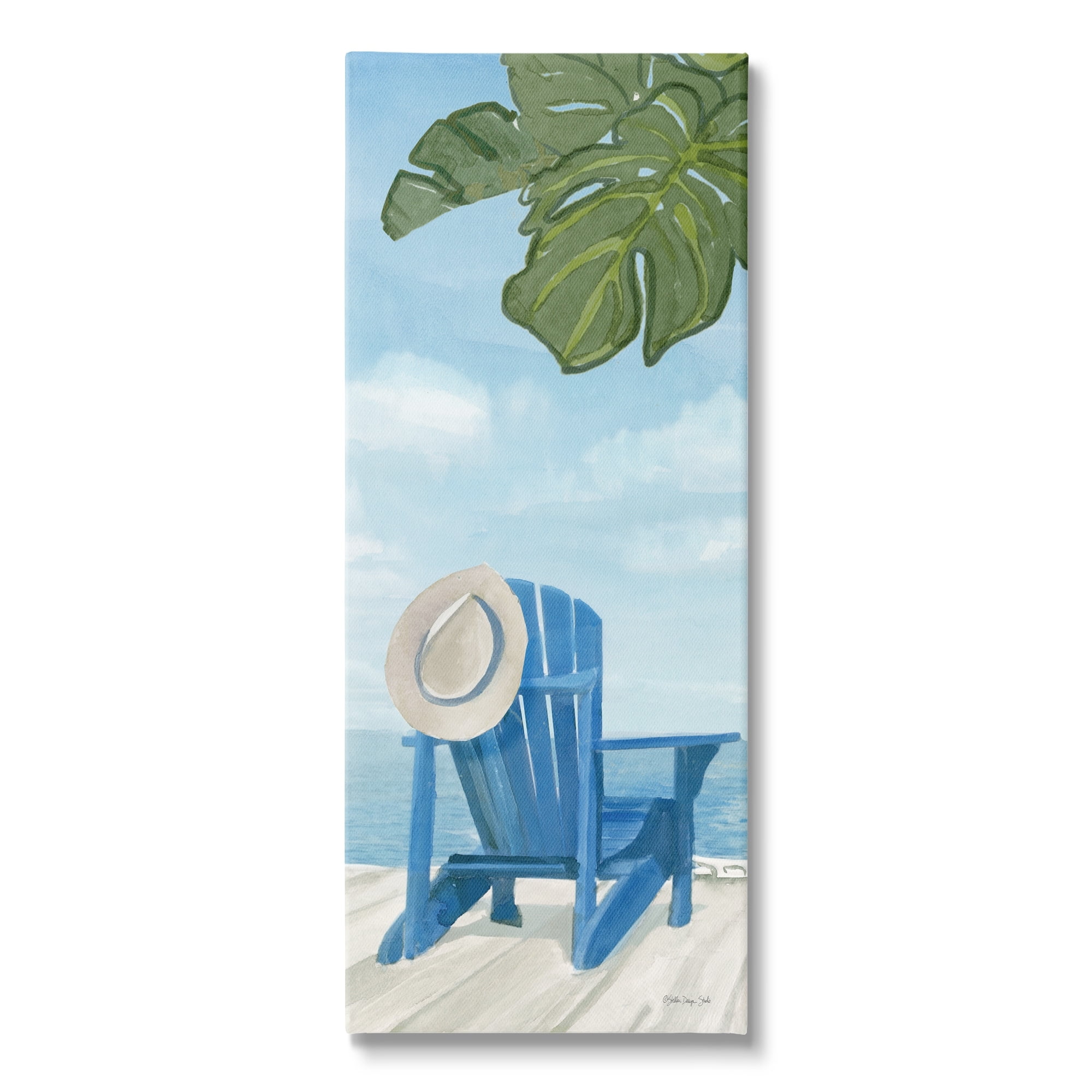 Stupell Industries Botanical Beach Chair Hat Ocean View Waterfront Botanicals, 17 x 40, Design by Stellar Design Studio