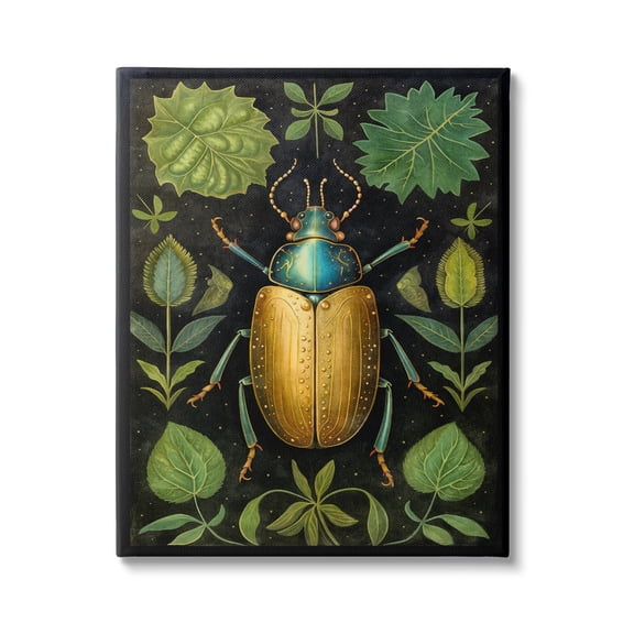 Stupell Industries Botanical Beetle Study Animals & Insects Painting Gallery Wrapped Canvas Art Print Wall Art, 16 x 20