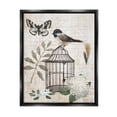 thumbnail image 1 of Stupell Industries Botanical Bird Cage Vintage Words Butterfly Motif Graphic Art Jet Black Floating Framed Canvas Print Wall Art, Design by Nan, 1 of 9