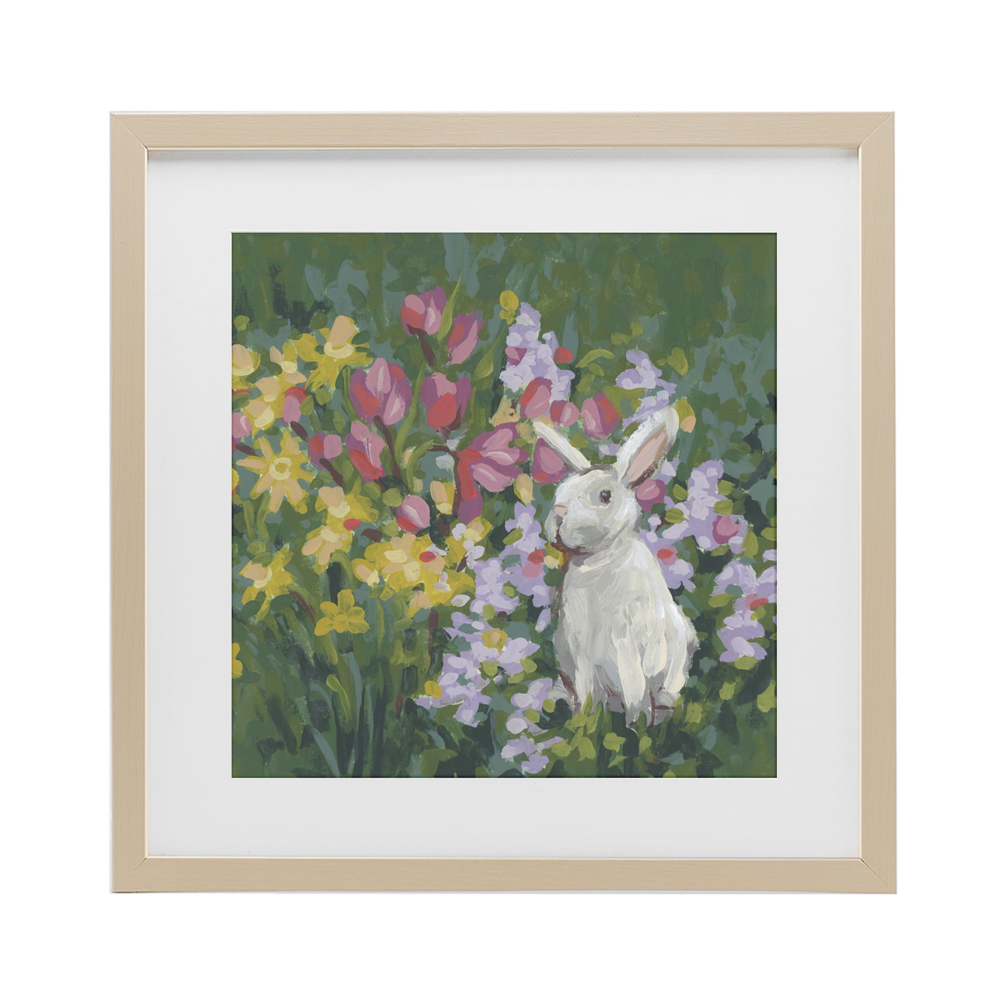 Stupell Industries Botanical Bliss Bunny Birch Framed Print Under Glass, design by June Erica Vess