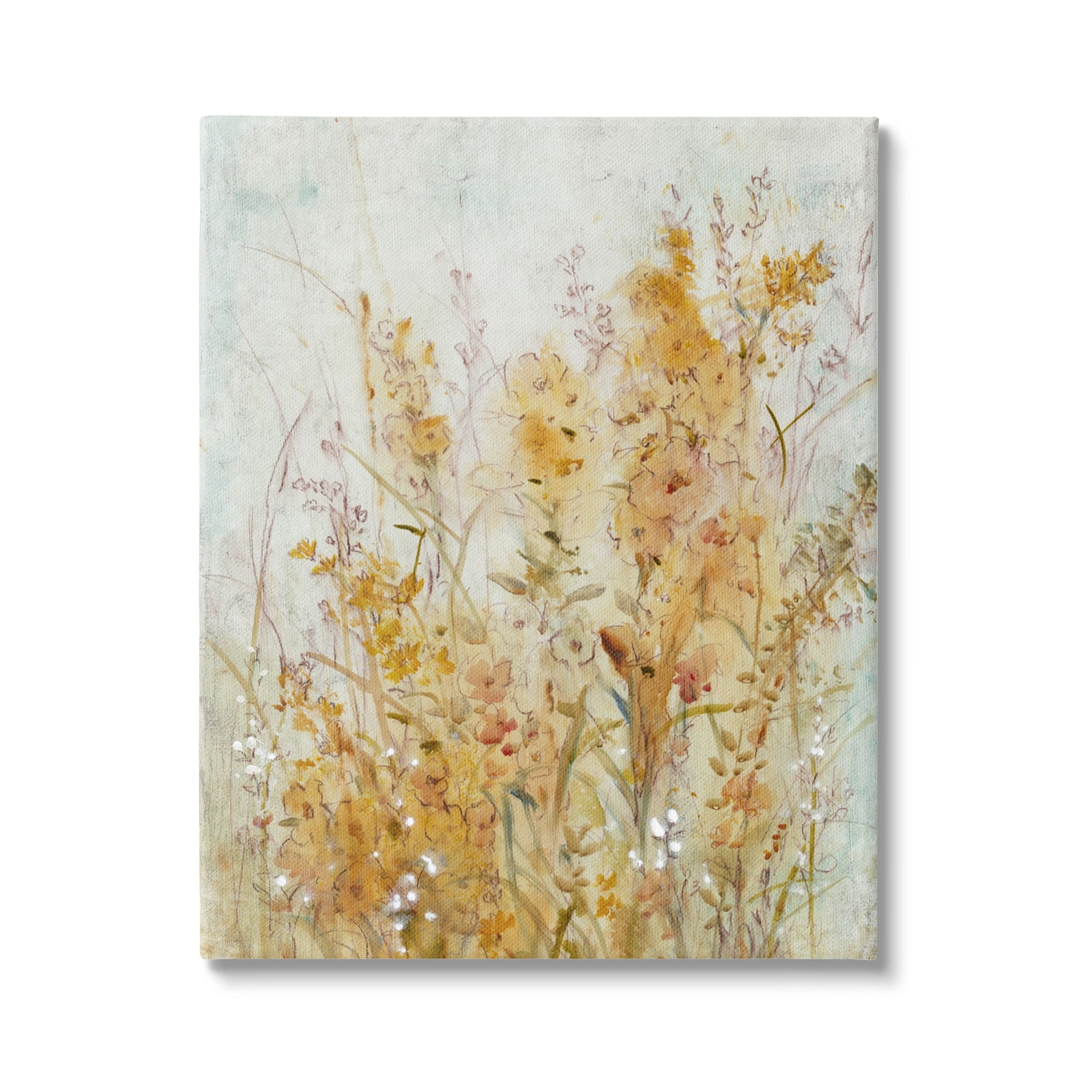 Botanical Blooms Abstract Canvas Wall Art in Yellow and Beige