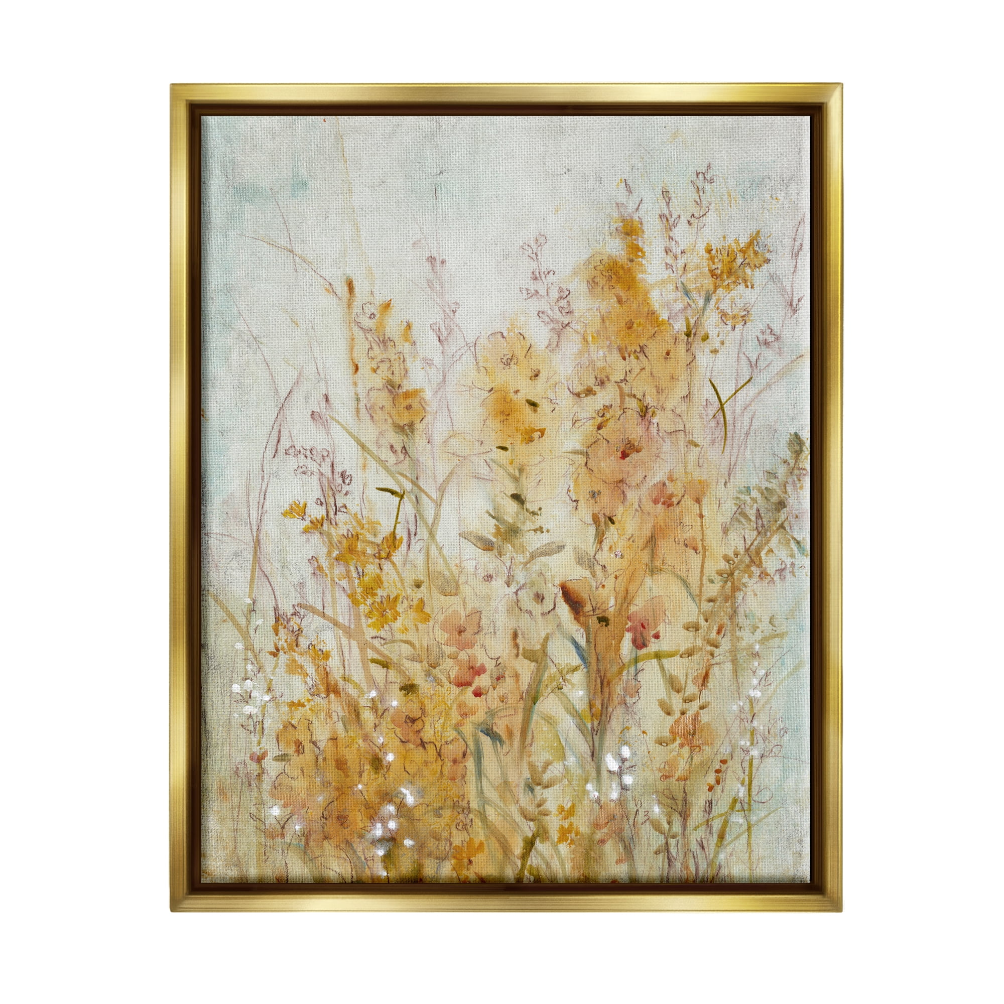 Stupell Industries Botanical Blooms Abstraction Botanical & Floral Painting Gold Floater Framed Art Print Wall Art