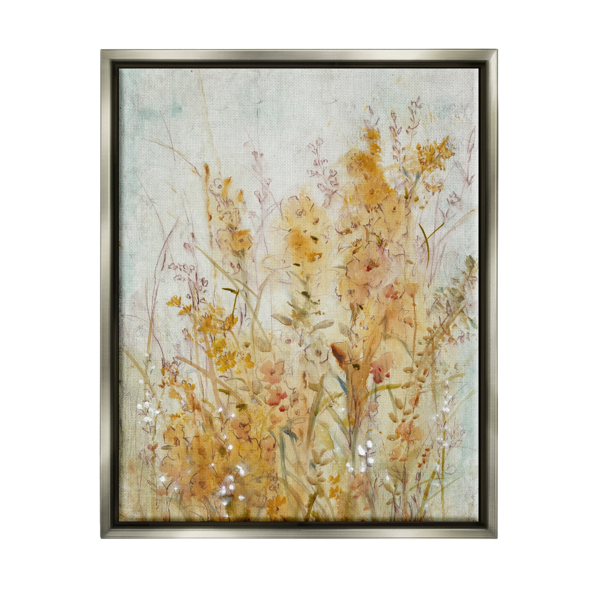 Stupell Industries Botanical Blooms Abstraction Botanical & Floral Painting Gray Floater Framed Art Print Wall Art