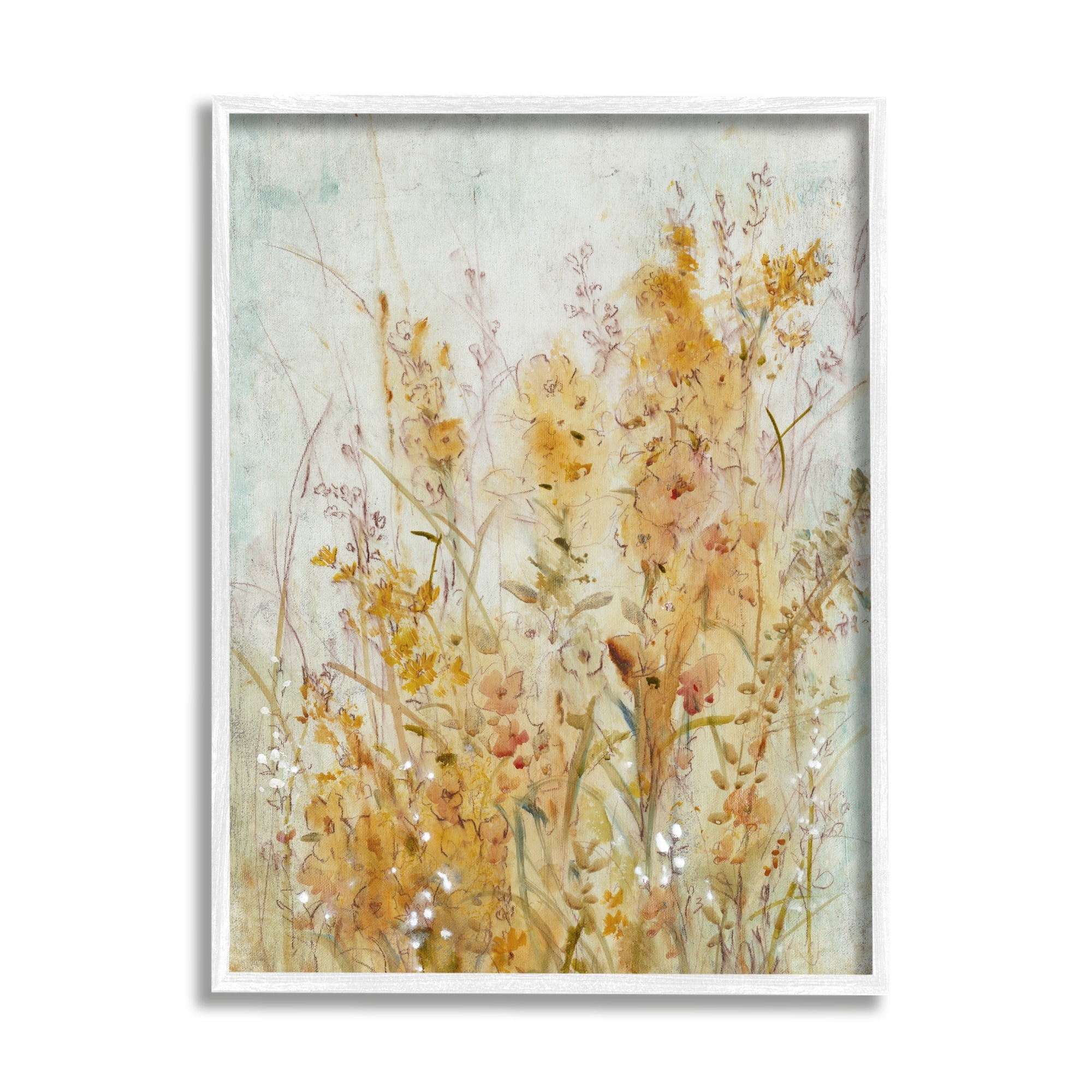 Stupell Industries Botanical Blooms Abstraction Botanical & Floral Painting White Framed Art Print Wall Art